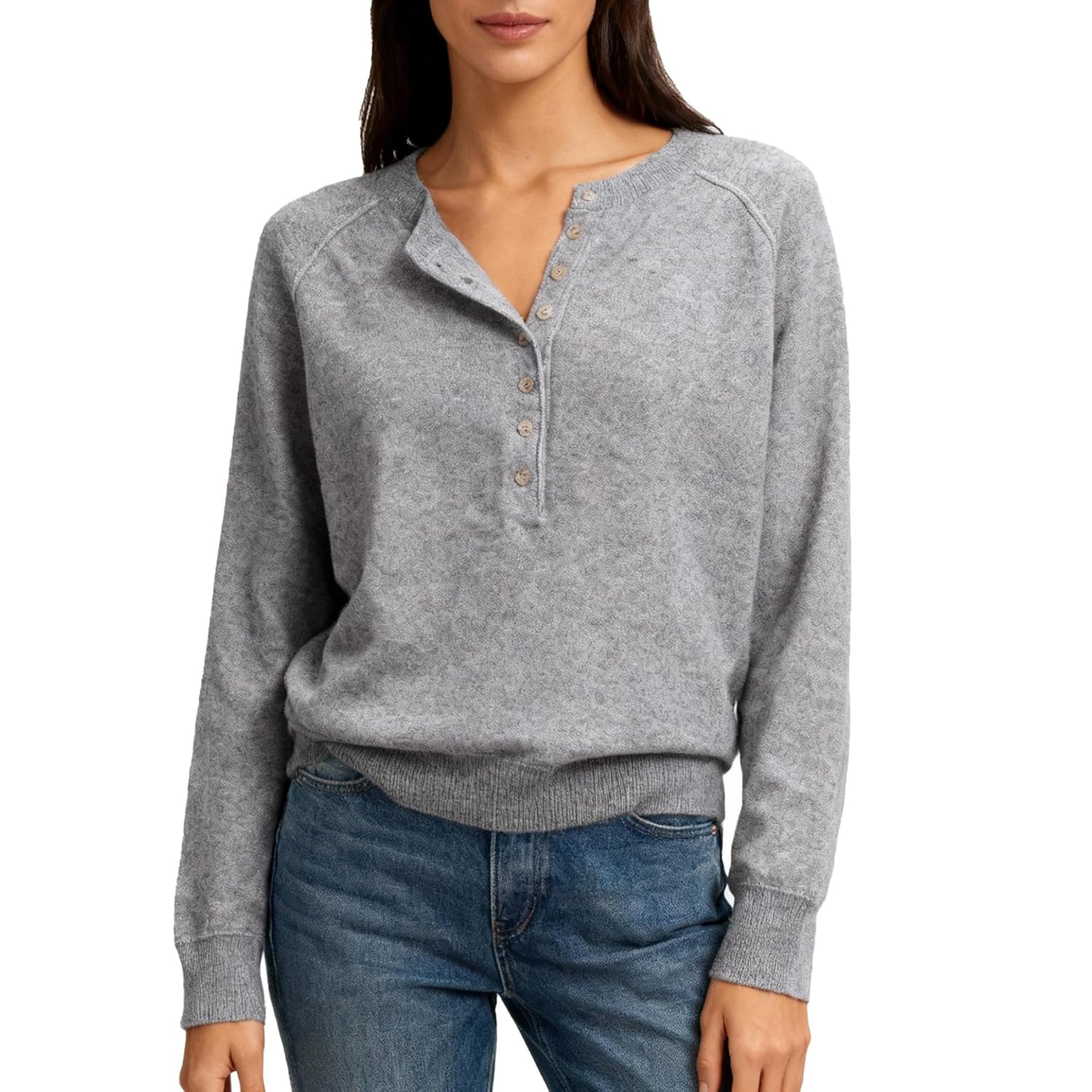 Amazhiyu Womens 100 Wool Henley Sweaters Long Sleeve Button Up Tops