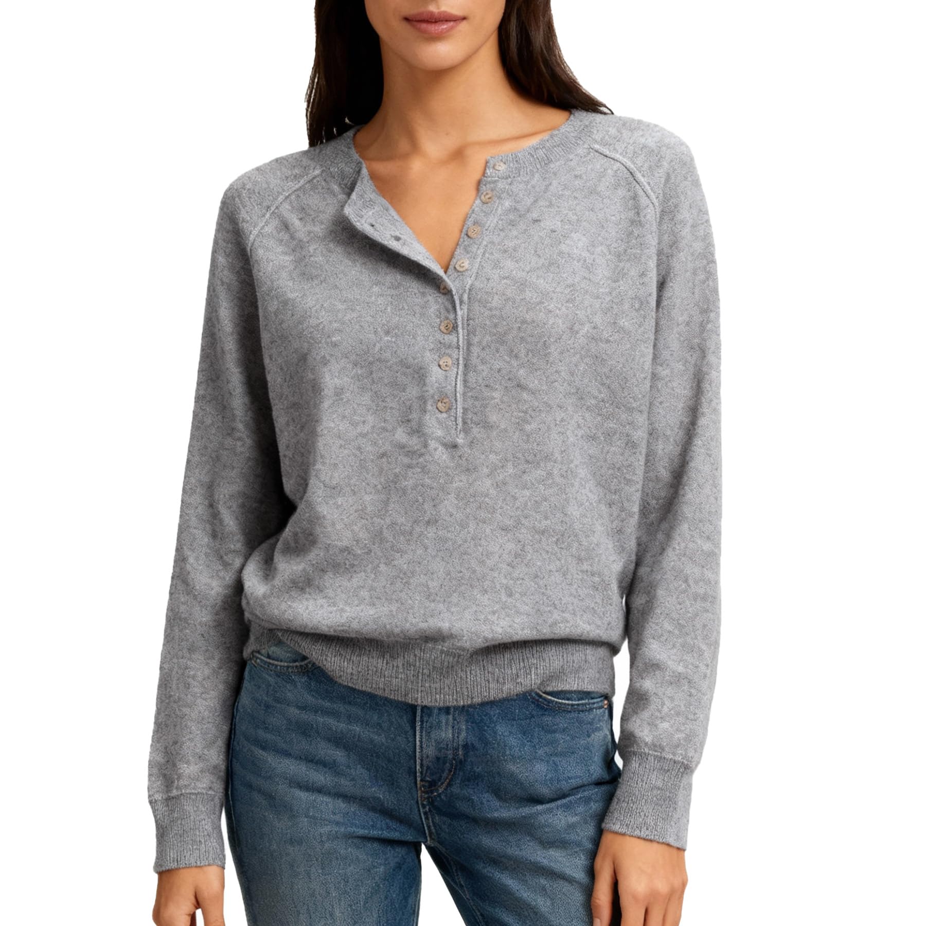 Amazhiyu Womens 100 Wool Henley Sweaters Long Sleeve Button Up Tops