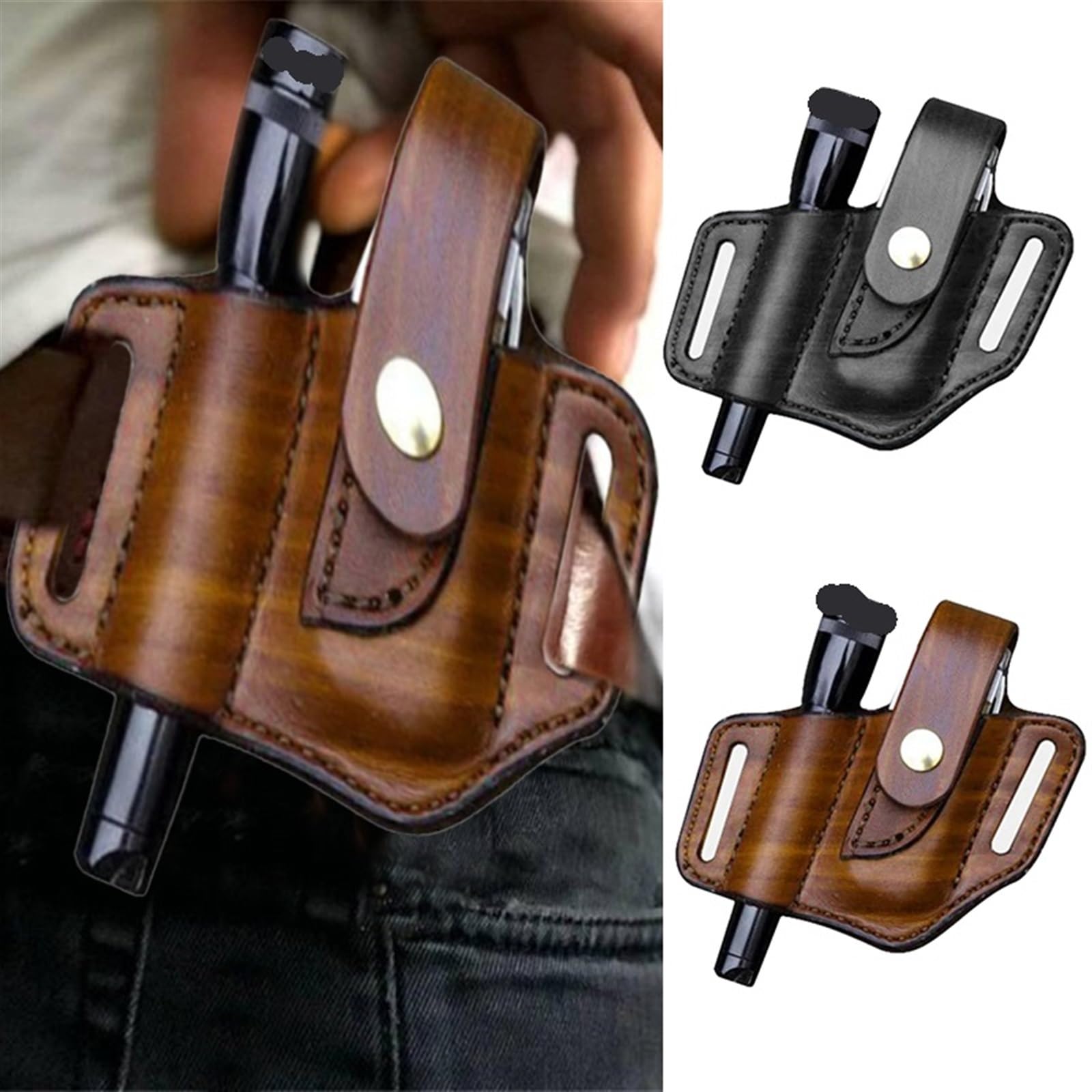 JINGYAN Bolsas herramientas Tool Storage Leather Case Bag Carrying Handbag(Bruin)