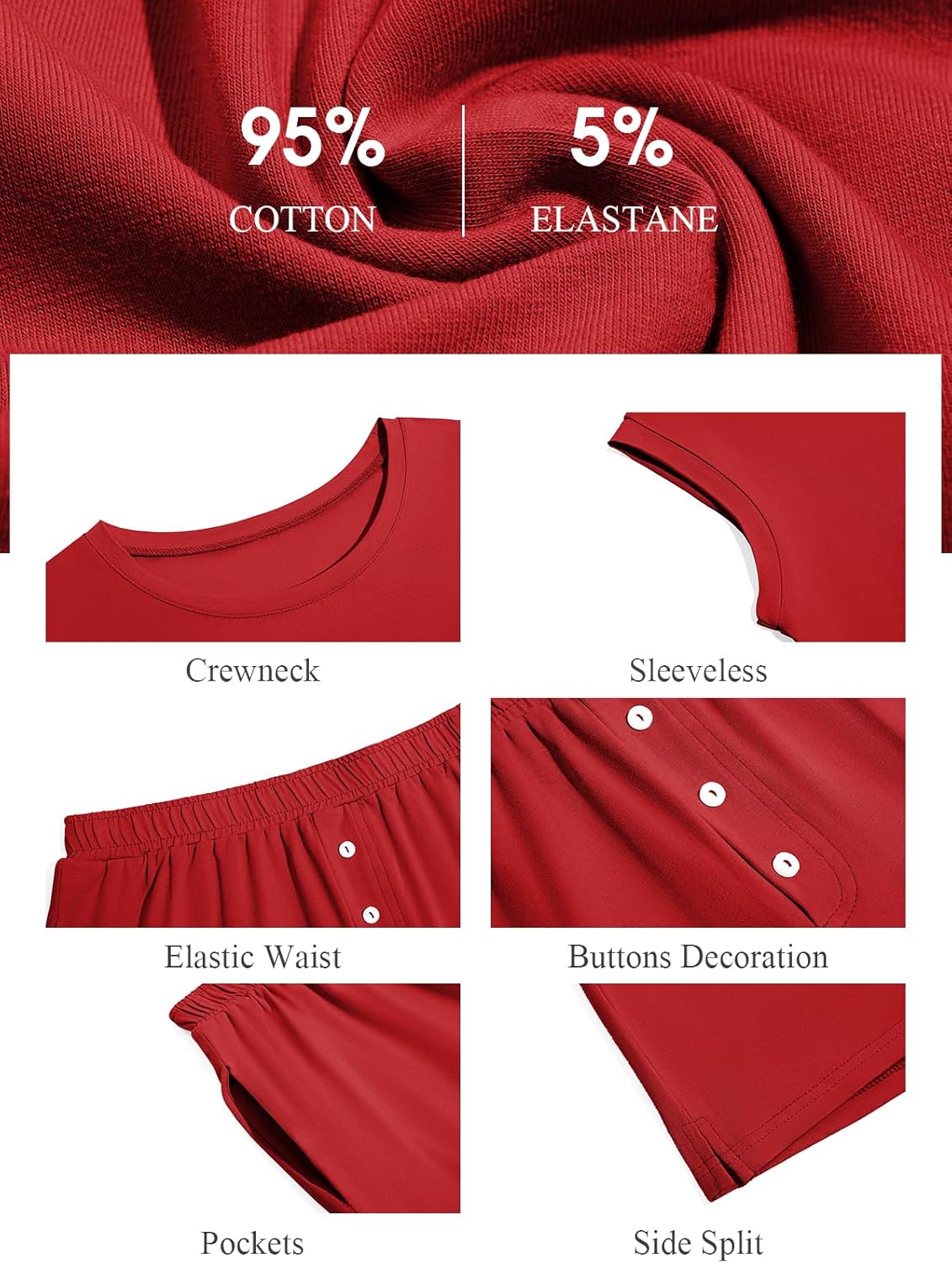 Tankaneo Womens 2 Piece Summer Outfits Casual Crewneck Sleeveless Tank Tops and Shorts Lounge Matching Sets - Image 5