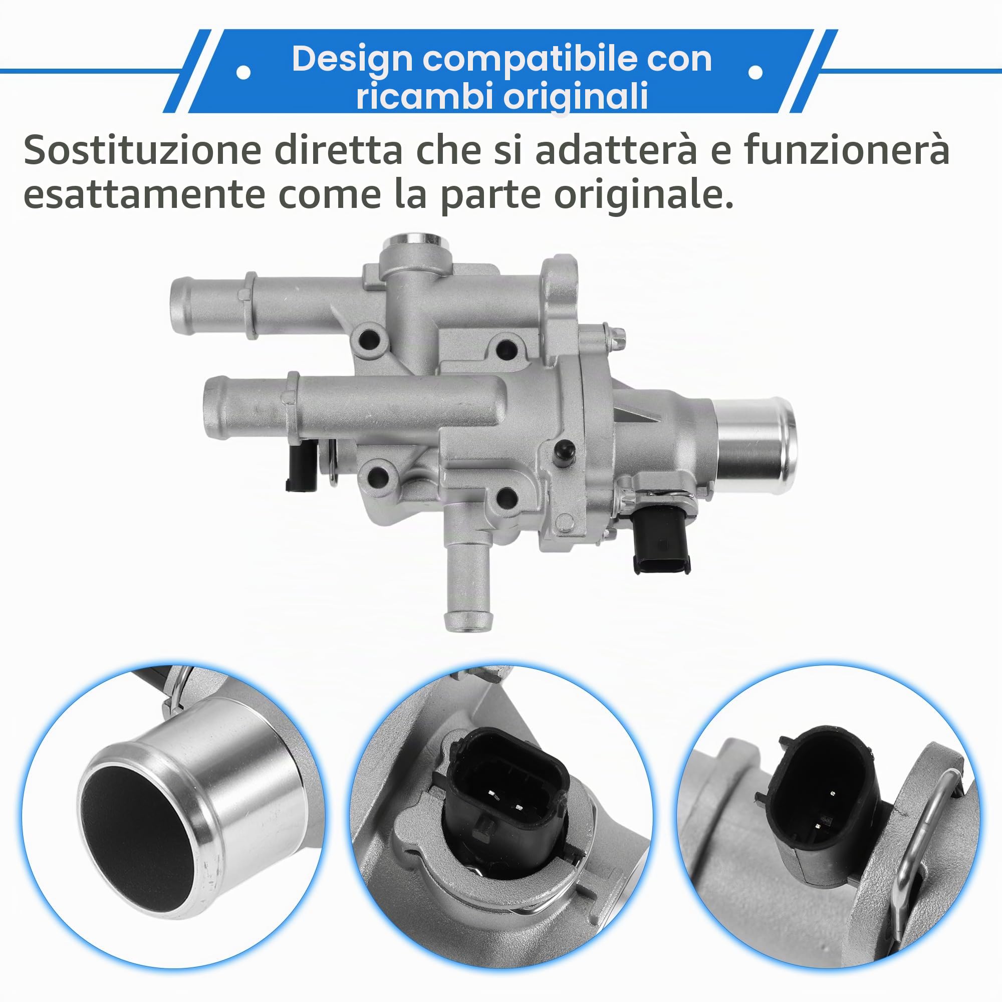 Termostato Motore per Chevrolet Cruze 11-16 Resistente 1 Pc | Per Chevrolet Sonic 2012-2018 E Per Chevrolet Trax 2012-2017 Regola Flusso Lega Alluminio Tono Argento Numero OE 25192228