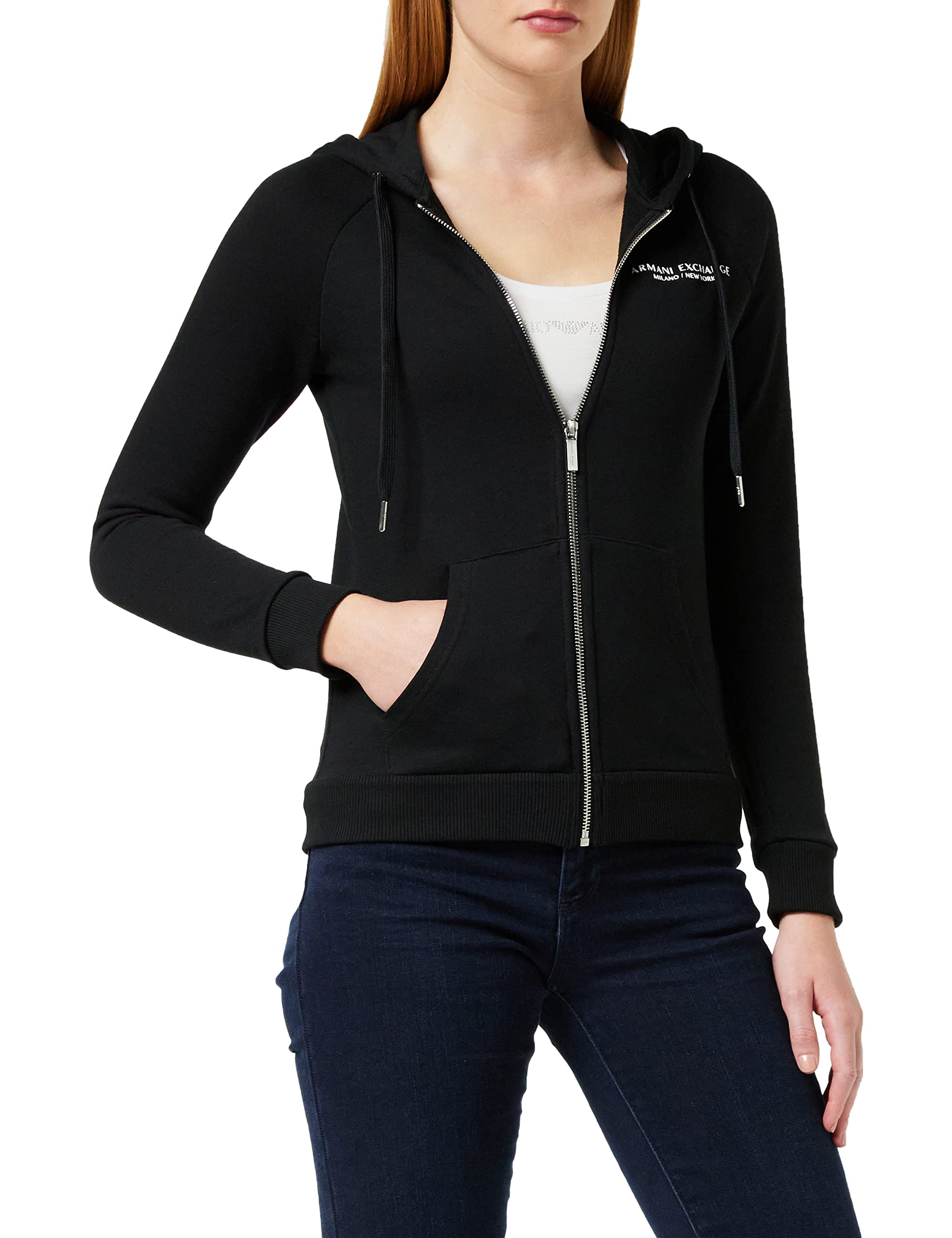 Armani Exchange Damen Hoodie Hooded Sweatshirt, Schwarz, S