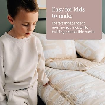 Beddy's Construction & Fire Trucks All-in-One Kids Zipper Bedding - Toddler | Smooth-Glide Zippers, Easy To Make & Wash, Soft Durable Fabric, Includes Pillowcase(s) & Sham(s)