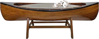 SAILINGSTORY Wooden Boat Canoe Coffee Table Coastal Nautical Coffee Tabl...