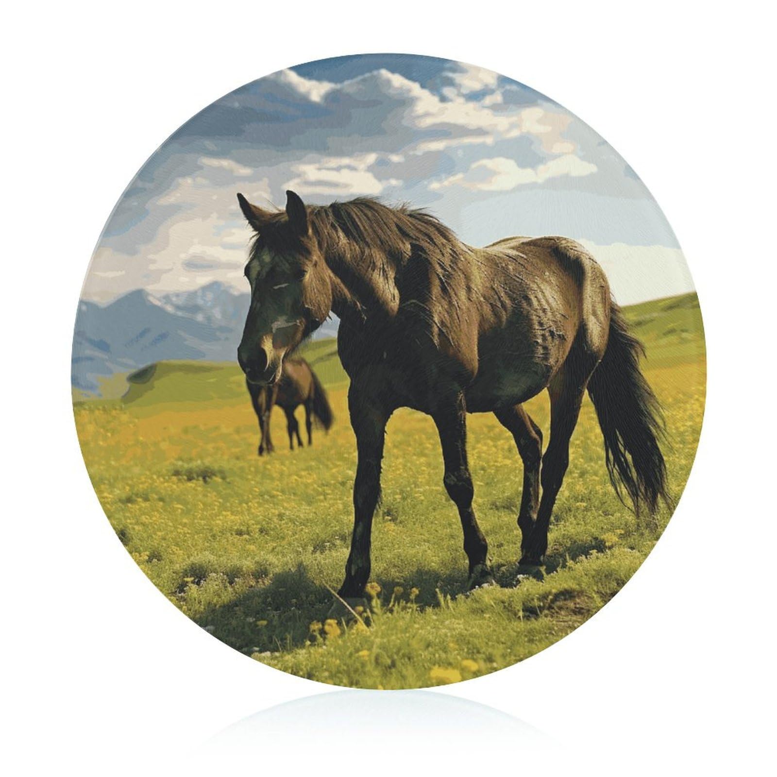 Planche à découper en verre trempé chevaux sauvages hygiénique