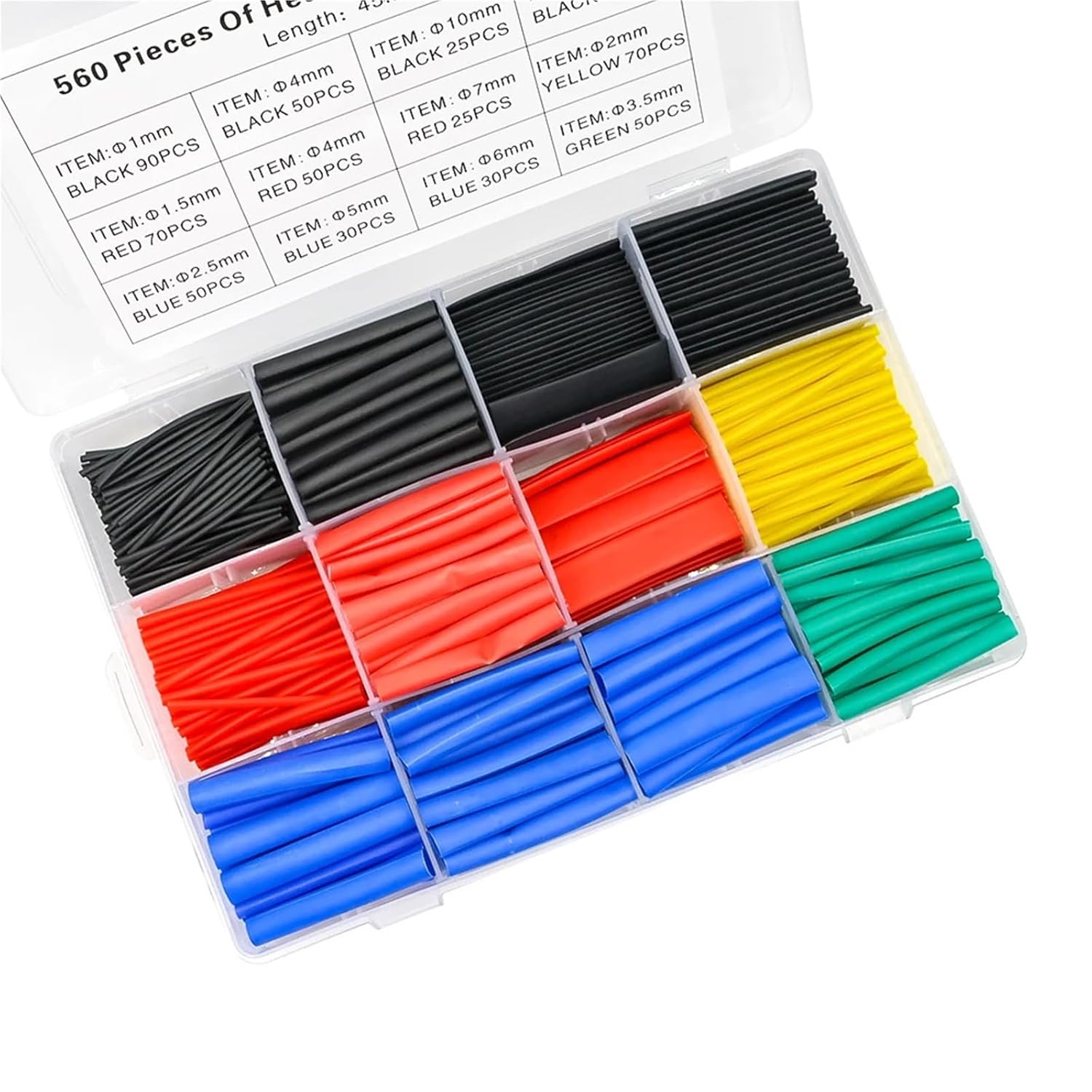 6 Colors Heat Shrink Tubing Kit, 560Pcs 2:1 Polyolefin, Waterproof Wire Insulation for Car/Motorcycle/Boats