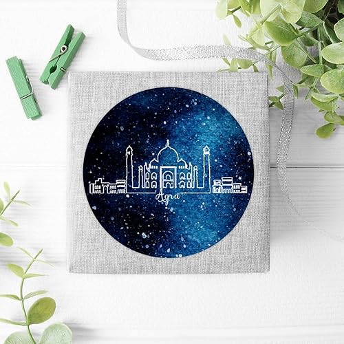 Miniatura 4 de Zyadsinoudor Calcomanías de horizonte de Agra de la India, 50 unidades, calcomanías de parque nacional, calcomanías redondas duraderas impermeables