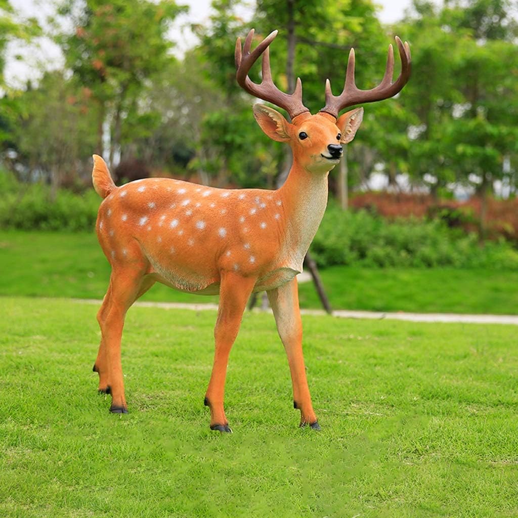 Large Outdoor Garden Animal Statues Park Sculpture Outdoor Statues Resin Sika Sculpture Simulated Floor Sika Deer Decoration Garden Landscape Decoration Garden Courtyard Animal Statue(62*27*82cm)