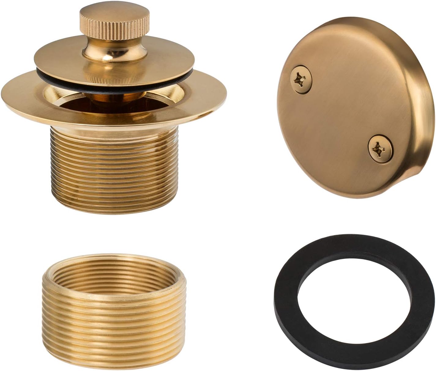 Amazon.com: 100% Brass Lift and Turn Bathtub Drain Set w/Overflow Plate ...