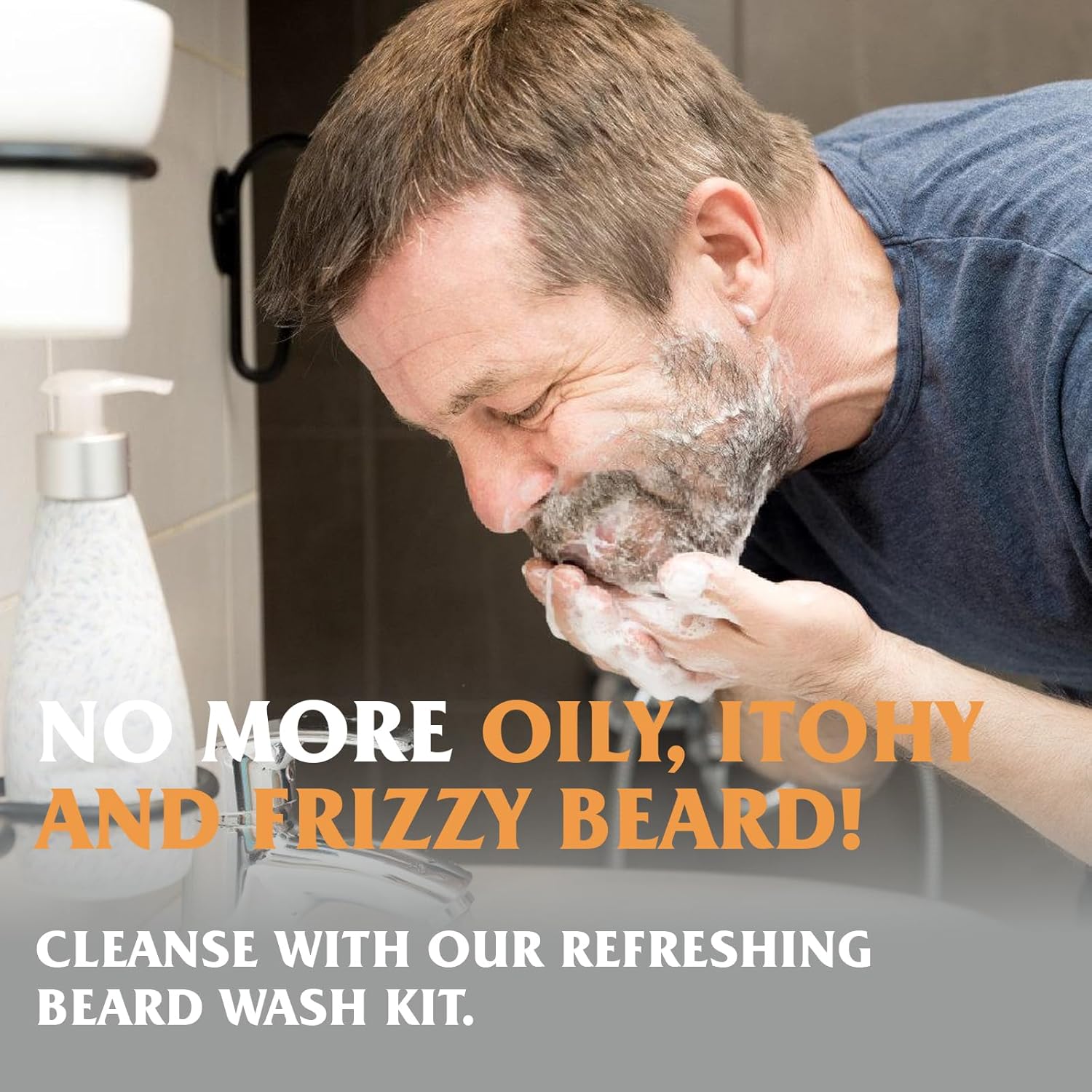 Beard Wash, Beard Conditioner w/Tea Tree Oils, Reduces Beard Dandruff & Relieves Itching, Strengthens, Softens and Nourishes Dry & Coarse Beards - Beard Shampoo w/Beard Brush 2 x 4 Fl Oz - Image 2