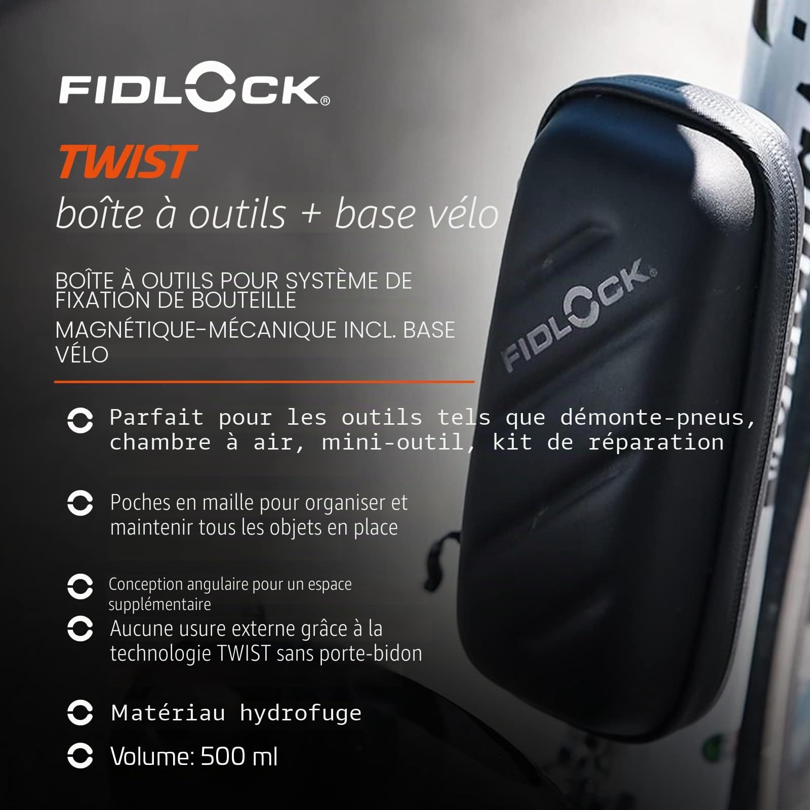 Fidlock Kit di Borse et support Twist Bike Base, couleur Noire, 09635, TU EU, Noir