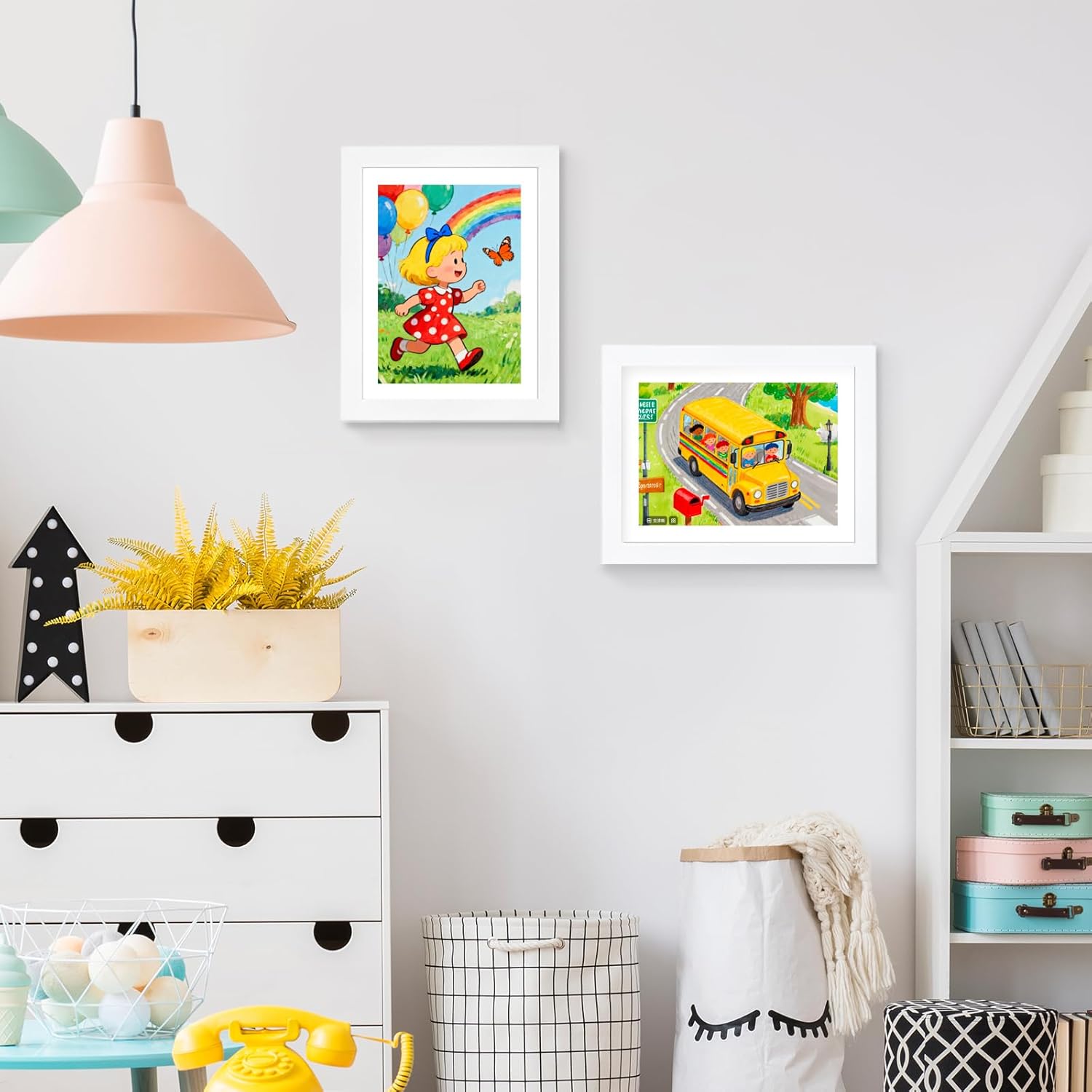 2 Pack White Kids Art Frame, 8.5x11 Front Opening Wood Kid Artwork Frames Changeable, Wall-mounted or Standing Children Art Frame with Mat, Holds 150 Pcs, Drawing Display Storage Frames