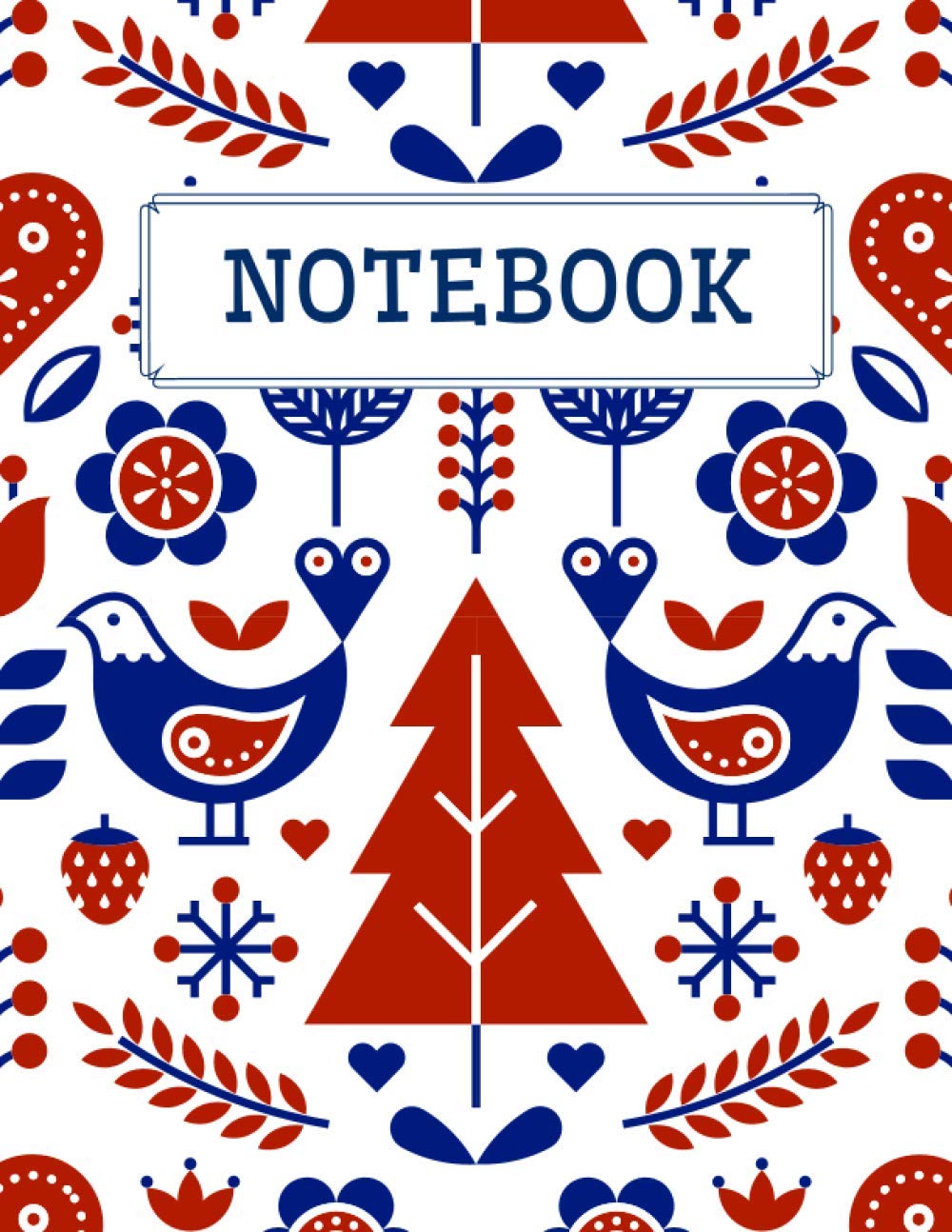 Scandinavian Notebook: 120 Lined Pages 8,5"x11" nordic design decor art folklore pattern journal diary for students adults kids