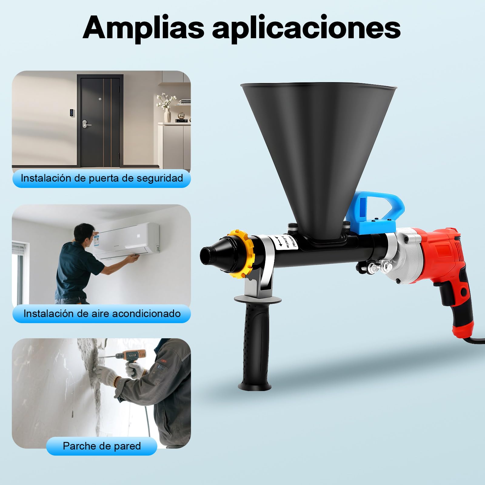 Pistola eléctrica de mortero de 700 W, de acero inoxidable, con 2 boquillas extraíbles, pistola eléctrica para lechada
