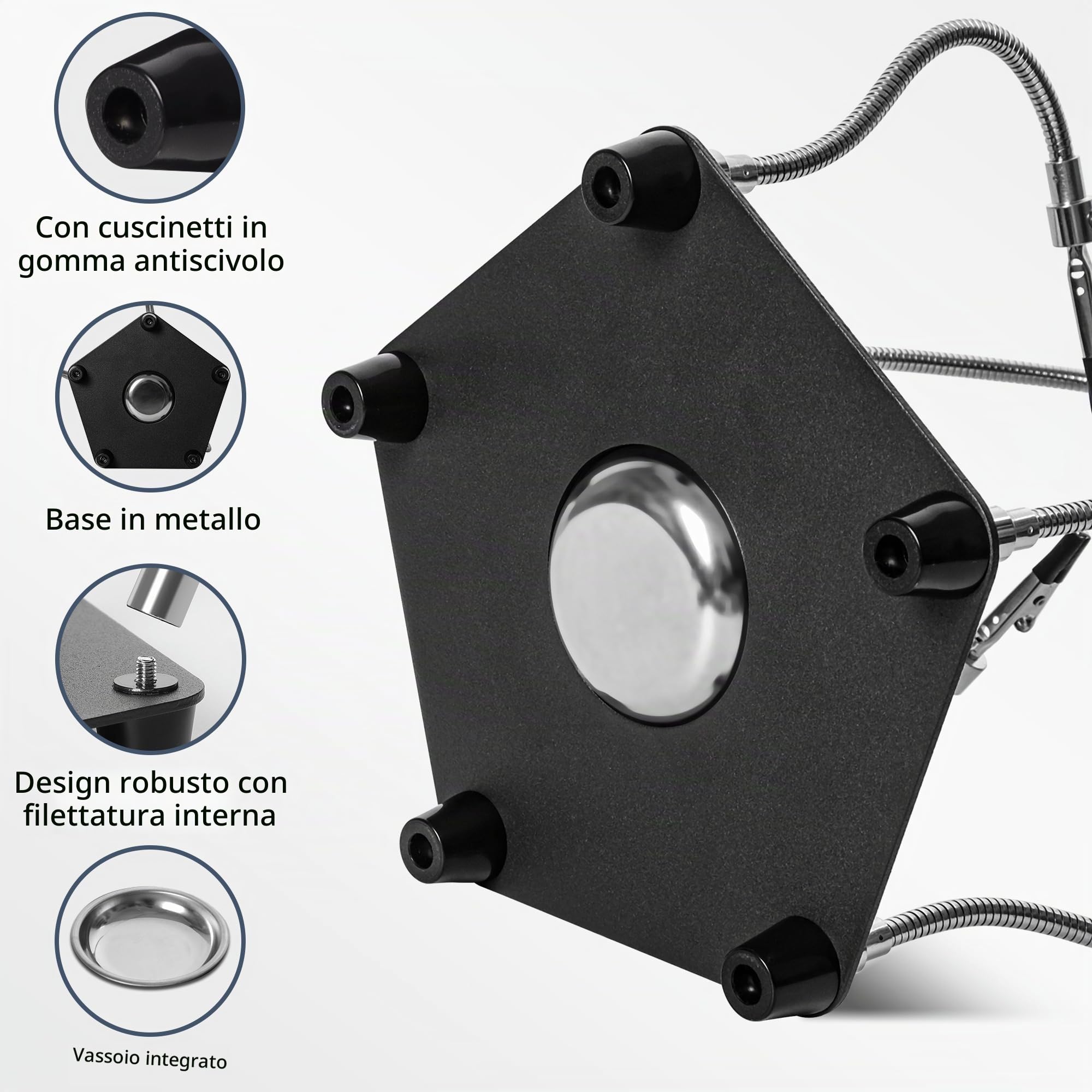 Stazione Saldatura con 3X Lente Ingrandimento Bracci Flessibili Clip, Terza Mano per Saldatura Elettronica