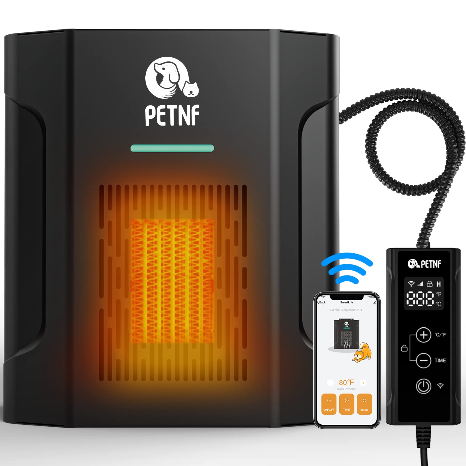 Amazon.com : Dog House Heater,Outdoor Pet Heater with Thermostatu0026WiFi APP  Remote Control,300W Safe Dog Heaters for Outside Dog House with Adjustable  Timeru0026Tempu00266FT Anti Chew Cord,Heaters for Cat Dog House Outdoor : Pet