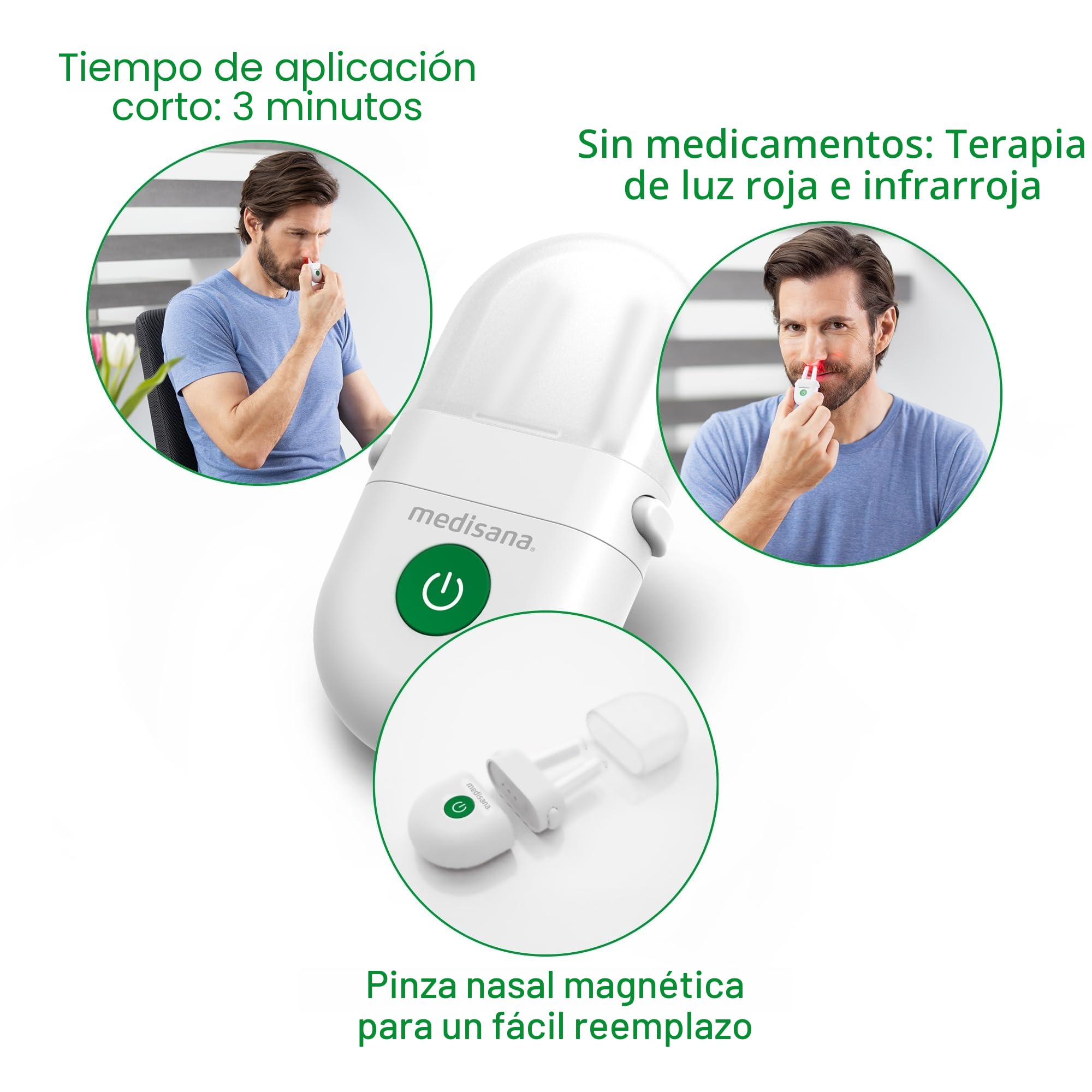 medisana Medinose - Alivio de alergias, terapia de luz nasal para rinitis alérgica, rinitis y fiebre del heno