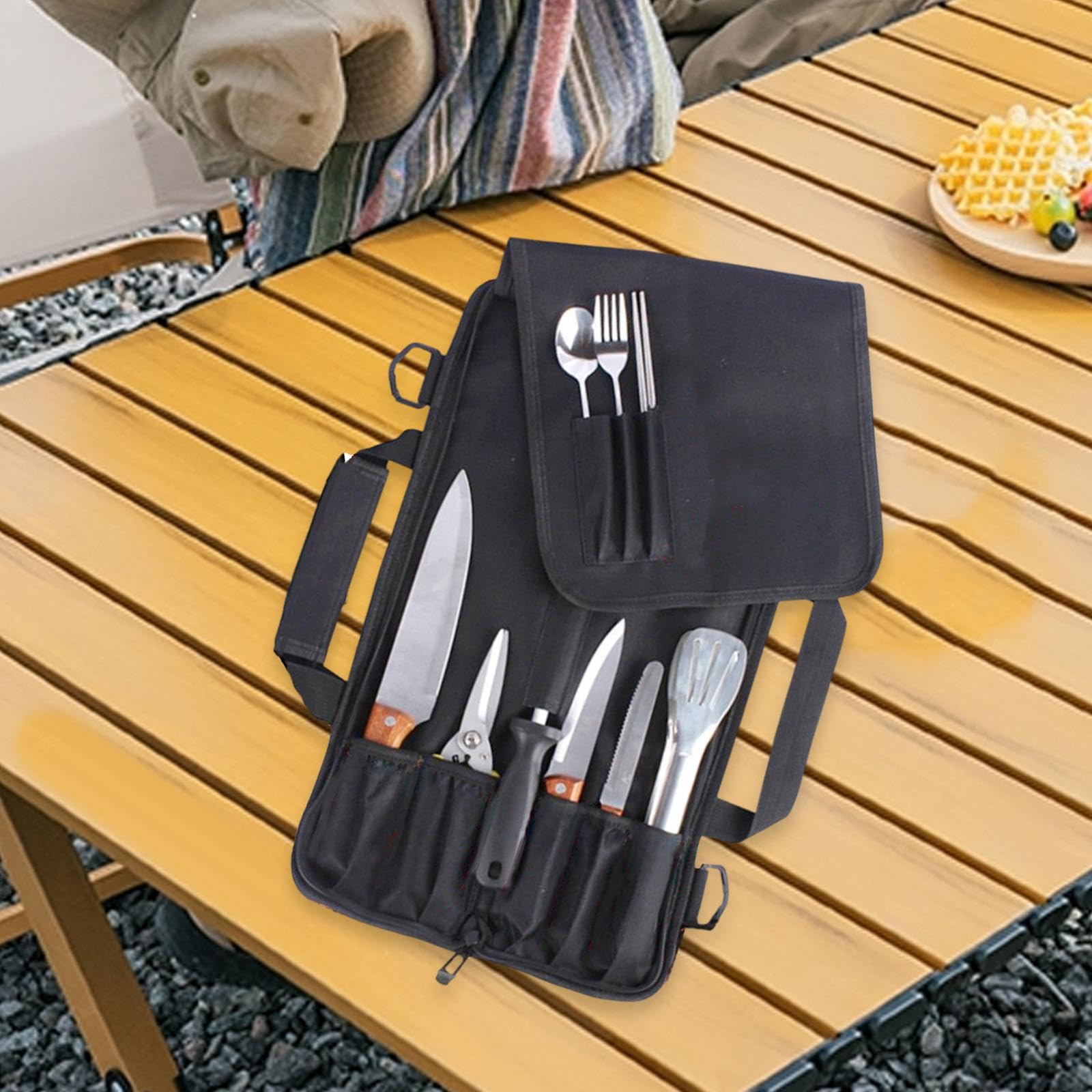 Bag Holds 6 Knives Carrier Large Capacity Versatile Knives Case Carrying Case for Fishing Travel Outdoor Sports RV Traveling