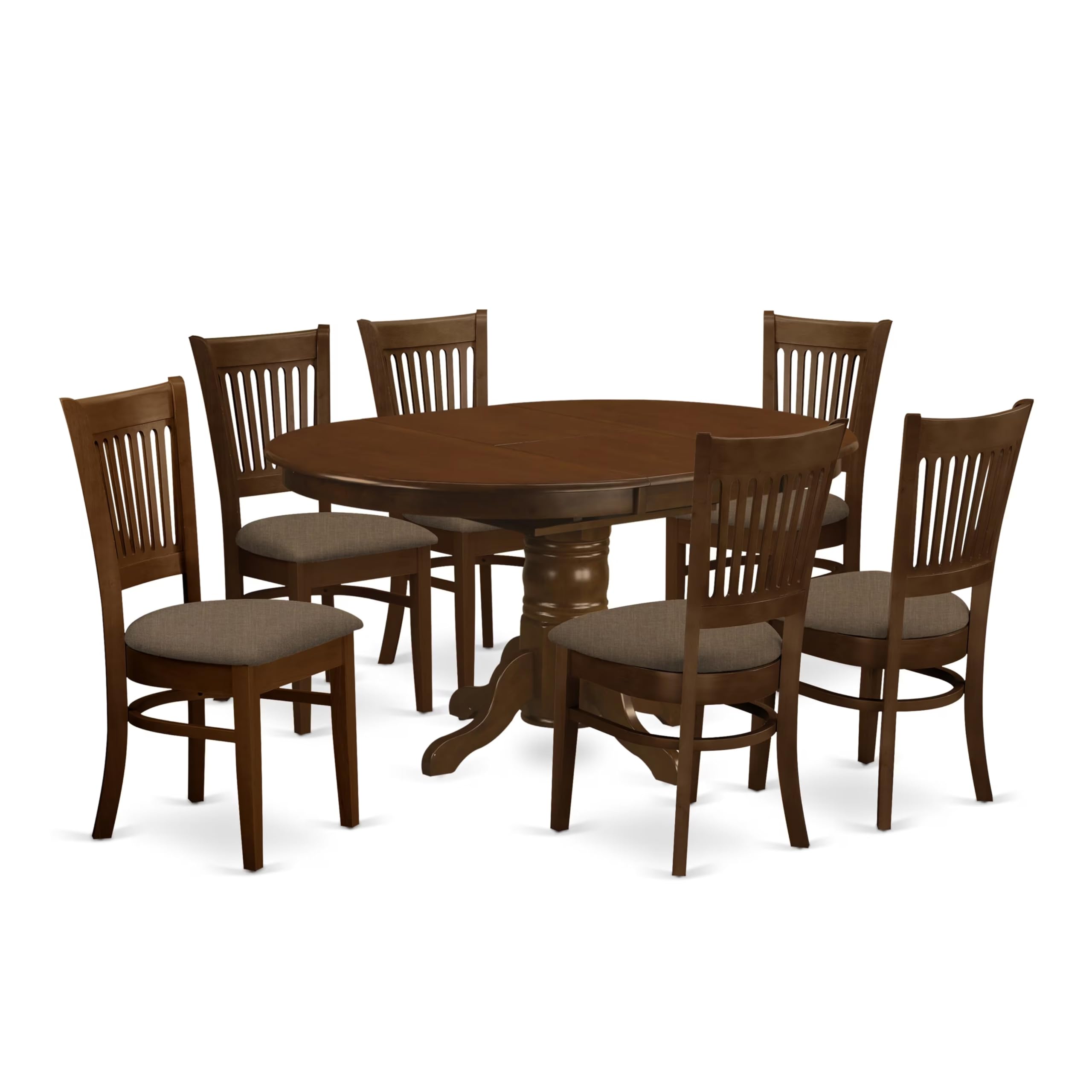 East West Furniture KEVA7-ESP-C 7 Piece Kitchen Table & Chairs Set Consist of an Oval Dining Room Table with Butterfly Leaf and 6 Linen Fabric