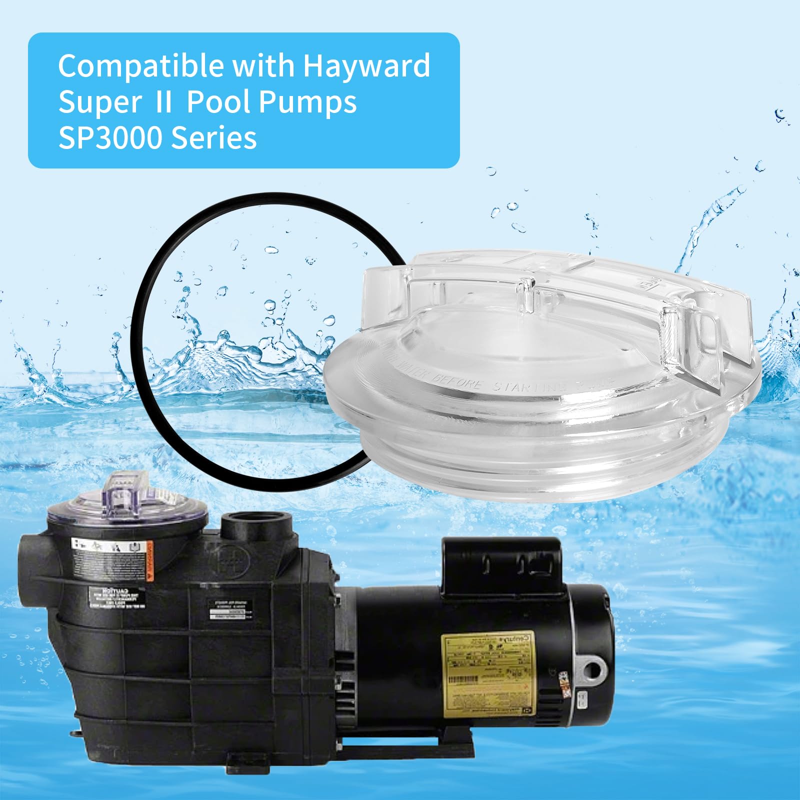 Ersatz-Poolpumpendeckel SPX3100D Von Adozsb – Kompatibel Mit Hayward Super II Pump SP3000 Serie, Mit Transparentem Sieb & O-Ring