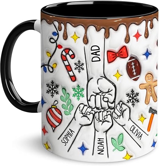 LOVELYPOD Custom Dad Mug with Kids Names, Coffee Cups for