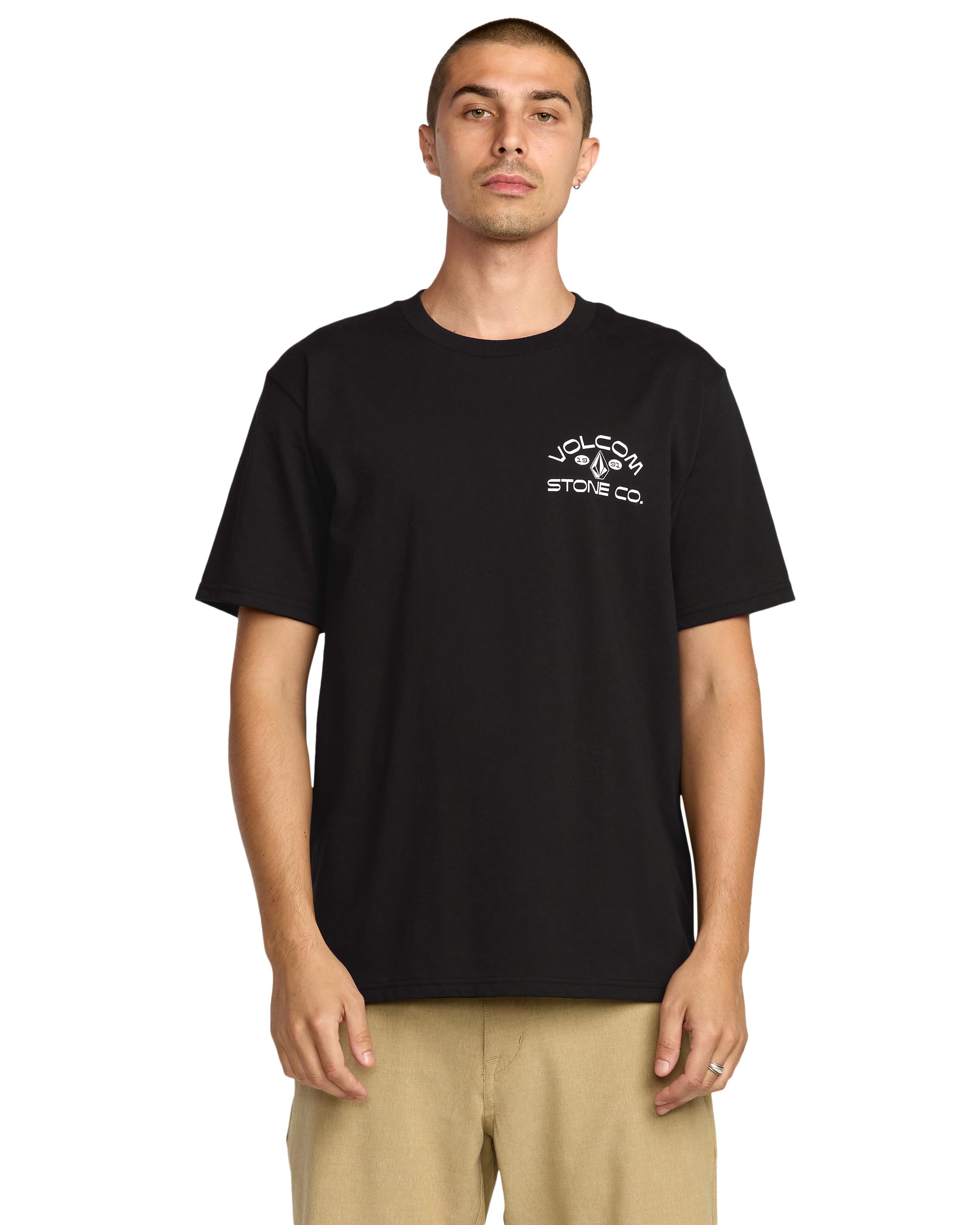 Volcom Mens Always Ripping Tee – Heavyweight Cotton Crew Neck Short Sleeve T-Shirt, Black, XXL