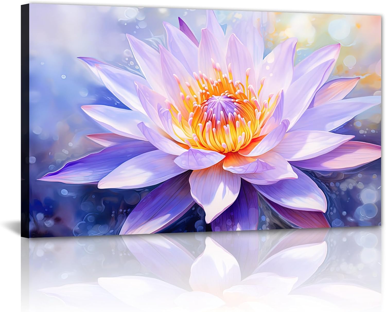 GLOKAKA Zen Floral Canvas Wall Art Blooming Pink Lotus Flower Picture Wall Decor Zen Water Lily Paintings Print Calming Spa Decor for Bathroom Yoga Room(Artwork-1,16"x20")