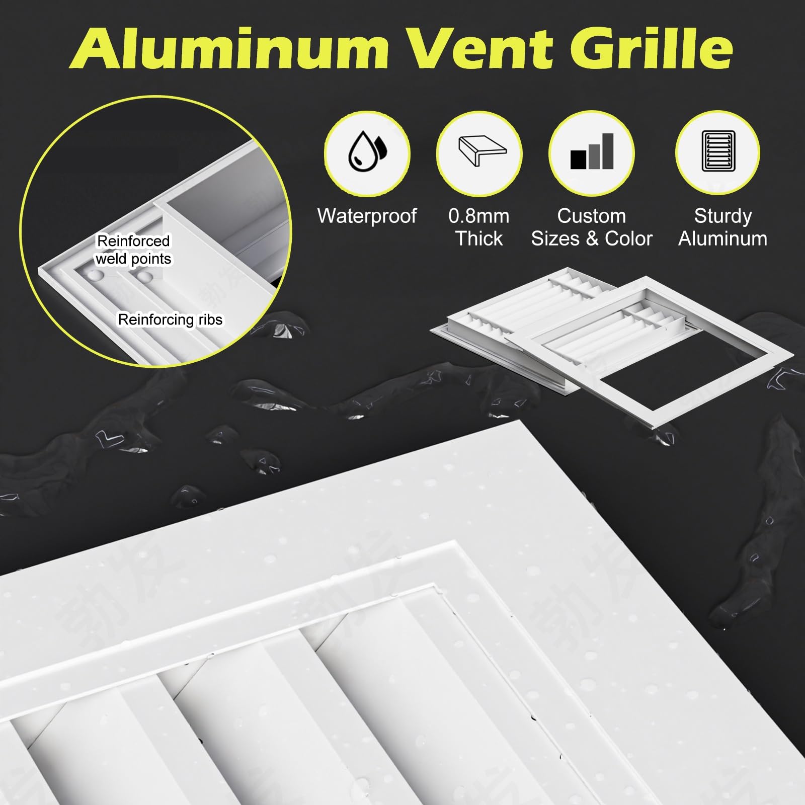 Cubierta de ventilación para puertas de armario, rejillas de aluminio de doble cara, mejora el flujo de aire (25 x 25 cm), ideal para mejorar y cultivar el aire