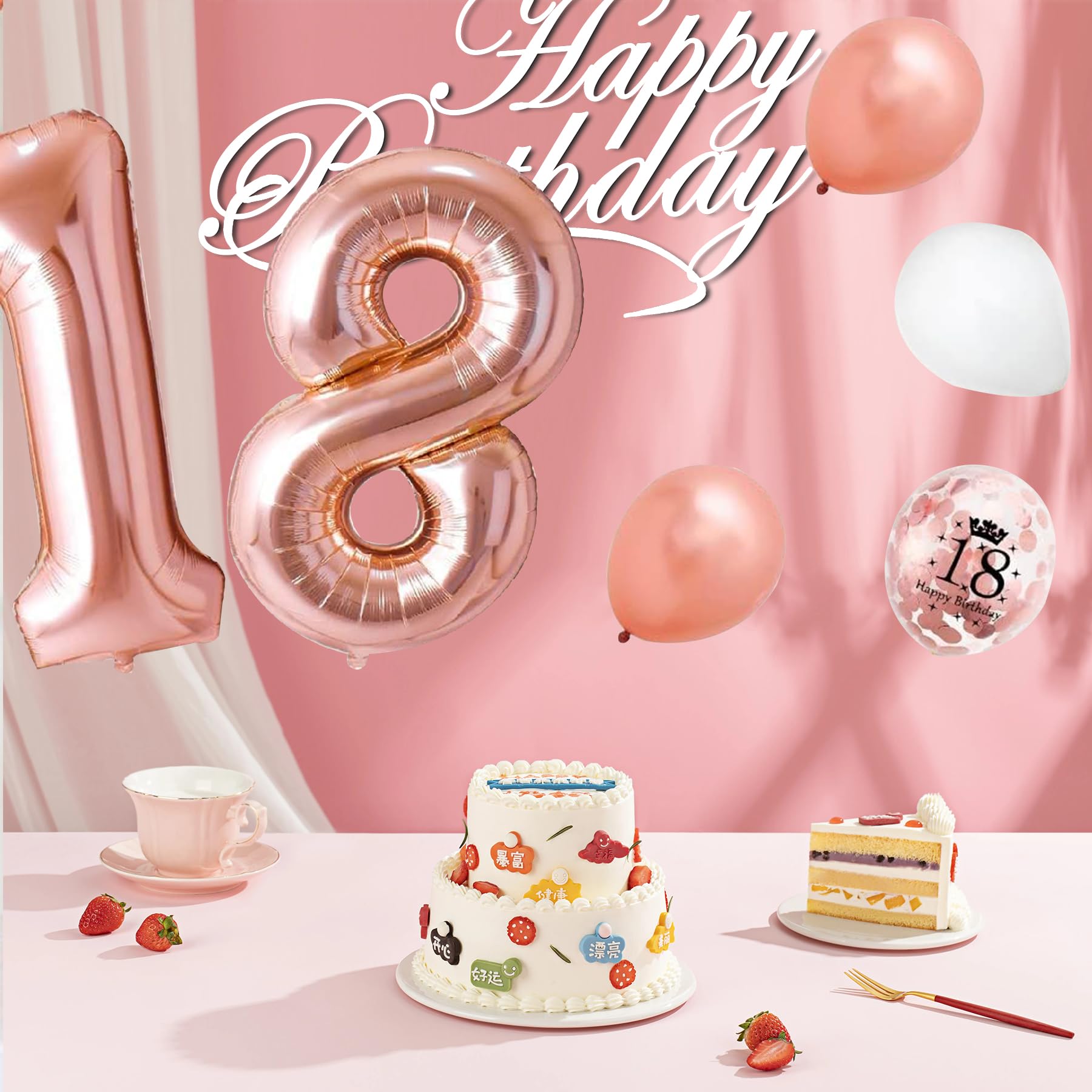 18 Anni Decorazioni Palloncini Compleanno 18 Anni Ragazza - Kit Decorazione  Oro Rosa Con Coriandoli Compleanno Ragazza 18 Anni, image size:1800x1800