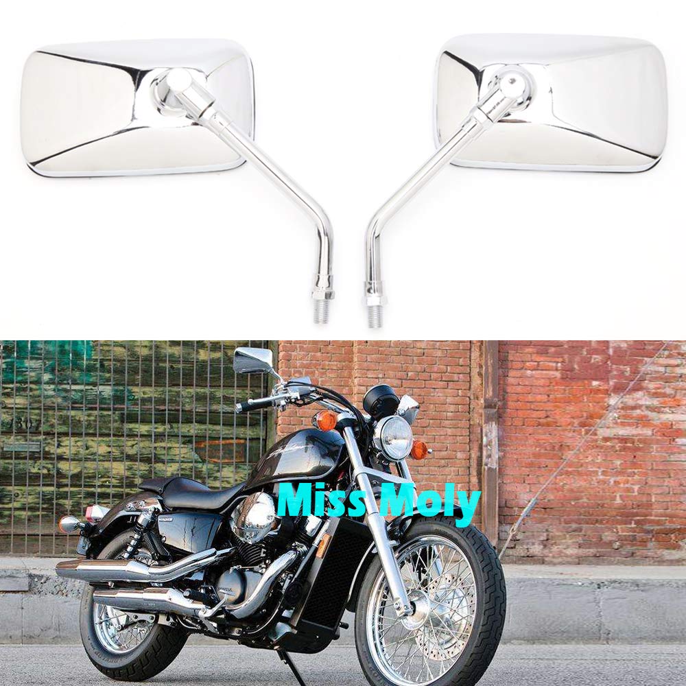 10mm Motociclo Specchi, Specchi retrovisori Chrome M10 per Shadow VTX Boulevard Vulcan Intruder Scooter
