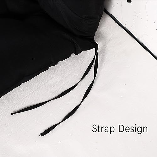 Miniatura 5 de XIEMINLE Cojín de banco impermeable con respaldo, cojín de reemplazo para patio con lazos, cojín de asiento antideslizante para tumbona de jardín al