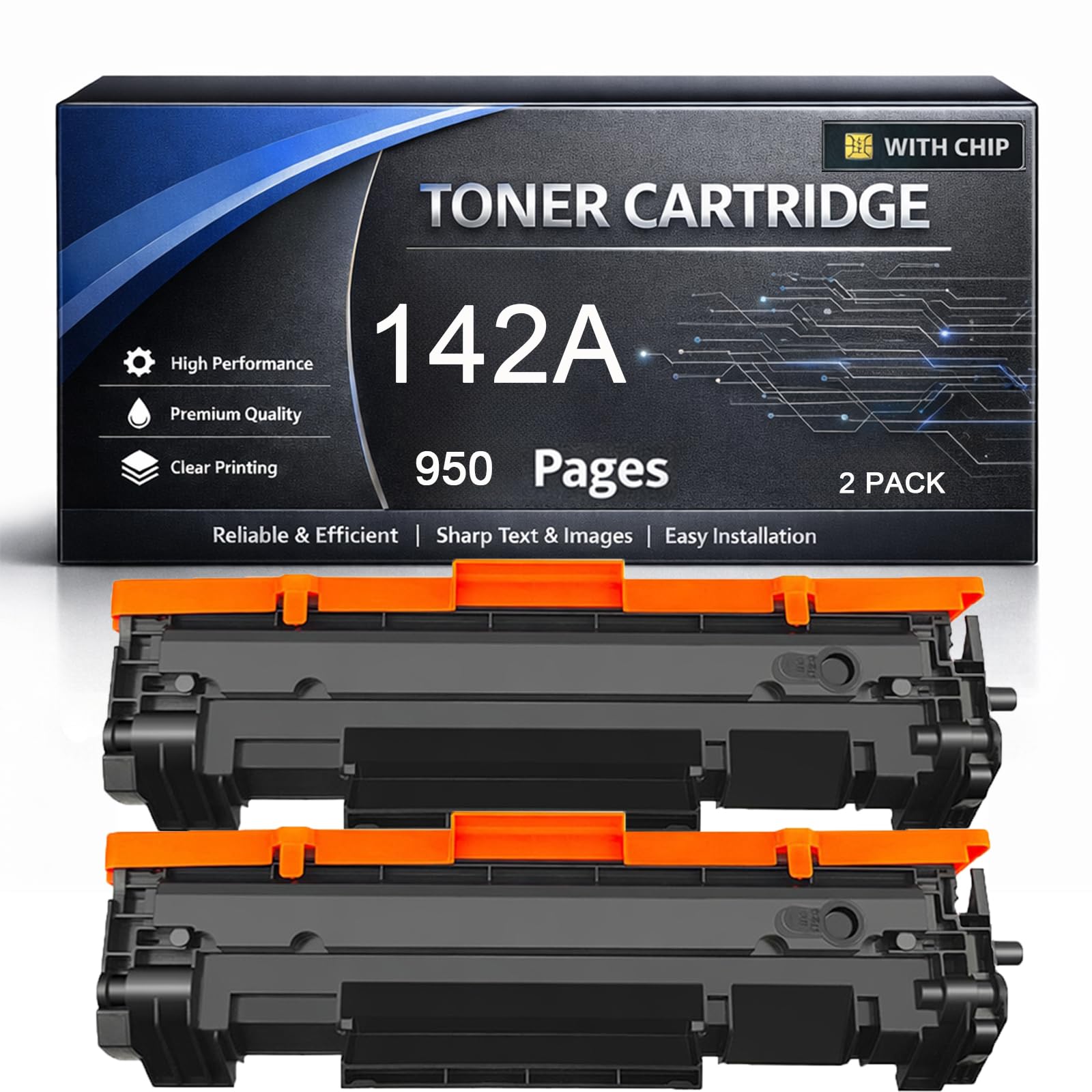 Cartucho de tóner 142A Compatible con Cartucho de Alto Rendimiento HP W1420A 142X W1420X para Trabajar con impresoras LaserJet M110w M139w MFP M140w M141w M141a ,Black-2pack