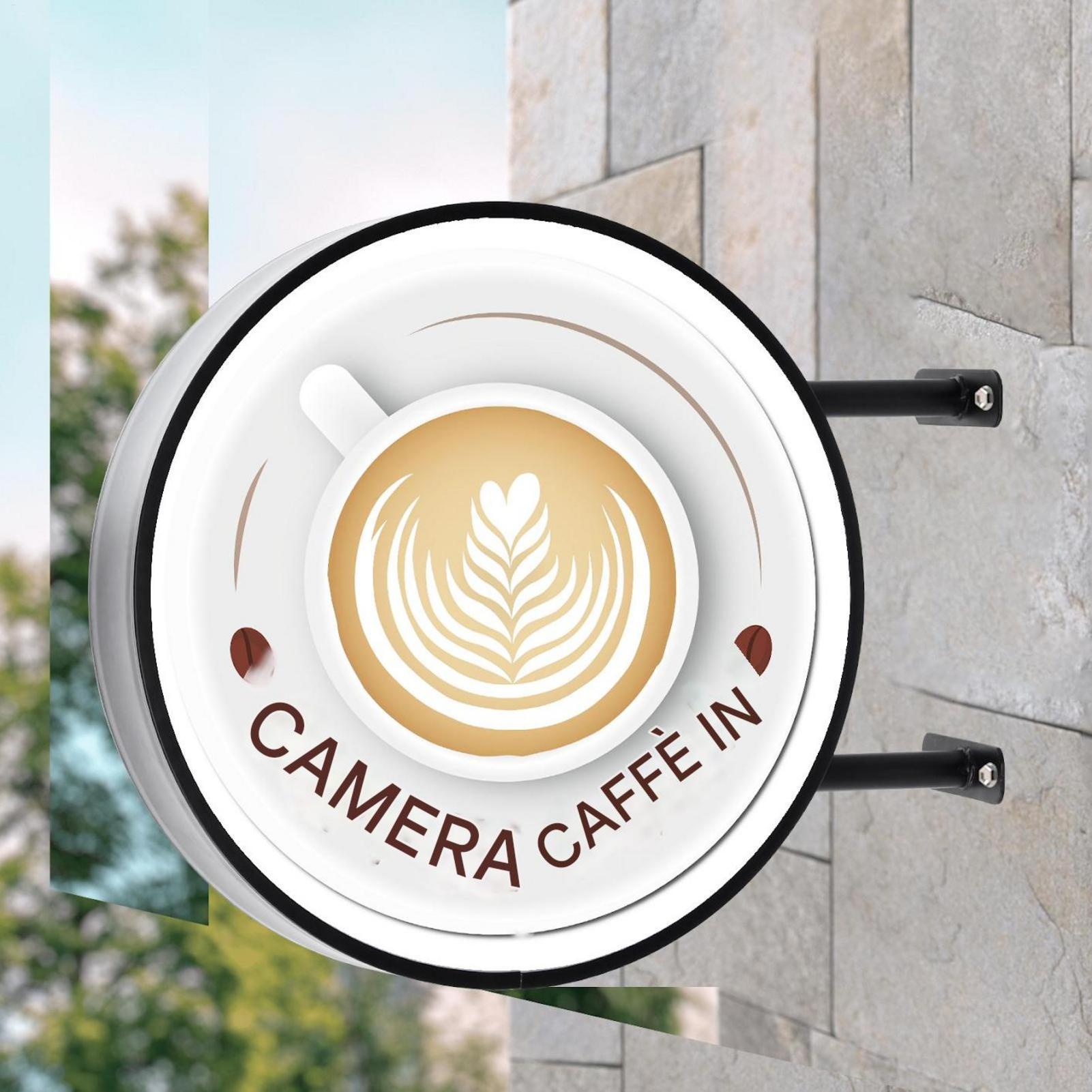 Insegna Luminosa LED Circolare 50cm, Scatola Luminosa A Doppia Faccia Impermeabile IP67, Bianco, Con Supporto A Parete Per Negozi E Attività Commerciali