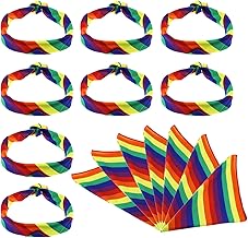 15 Pieces Rainbow Striped LGBT Pride Bandana Headband Bracelet Headscarf Set Riding Yoga Exercise Gay Pride Accessories
