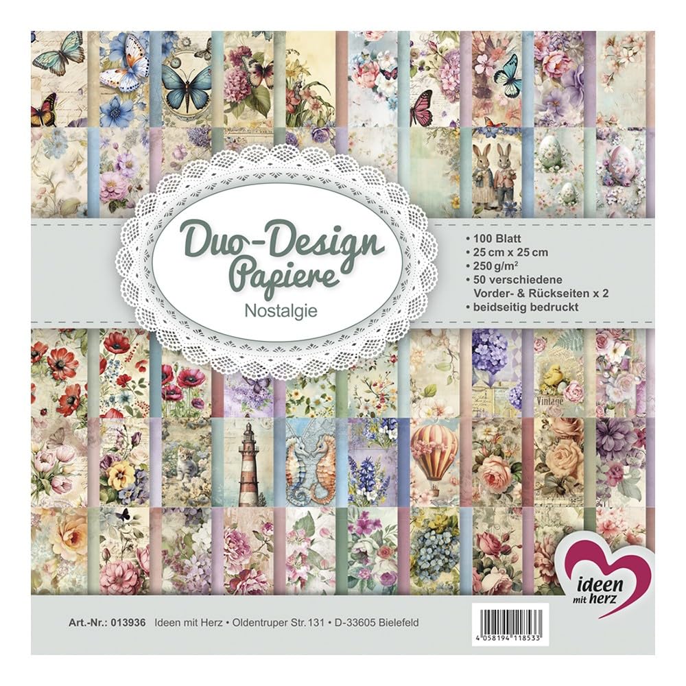 Papier Décoratif Duo-Design Printemps Été 100 Feuilles 25x25cm 250g/m² - Idéal Bricolage, Scrapbooking & Cartes
