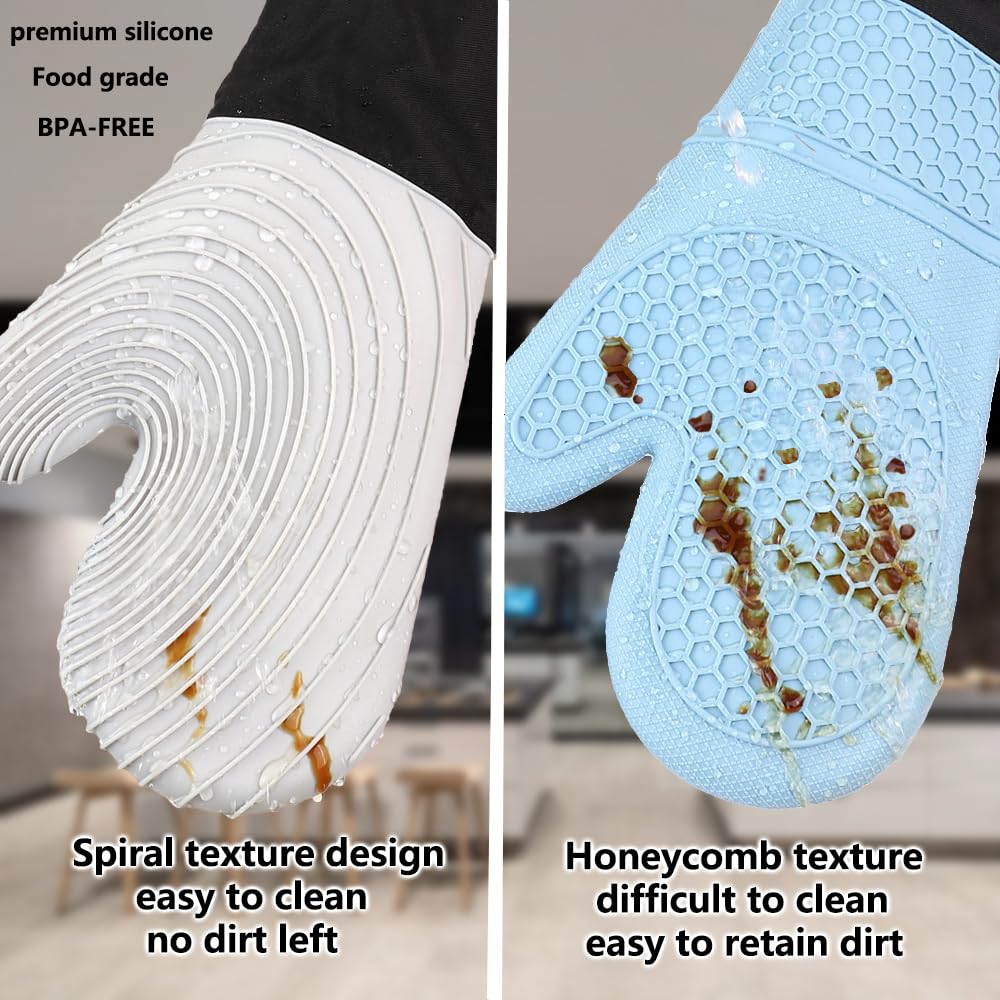 Ofenhandschuhe, Silikon, Ofenhandschuhe, hitzebeständig, 250 °C, Silikon, Ofenhandschuhe, 1 Paar, BPA-frei, rutschfest, für Küche, Mikrowelle, Ofenhandschuhe