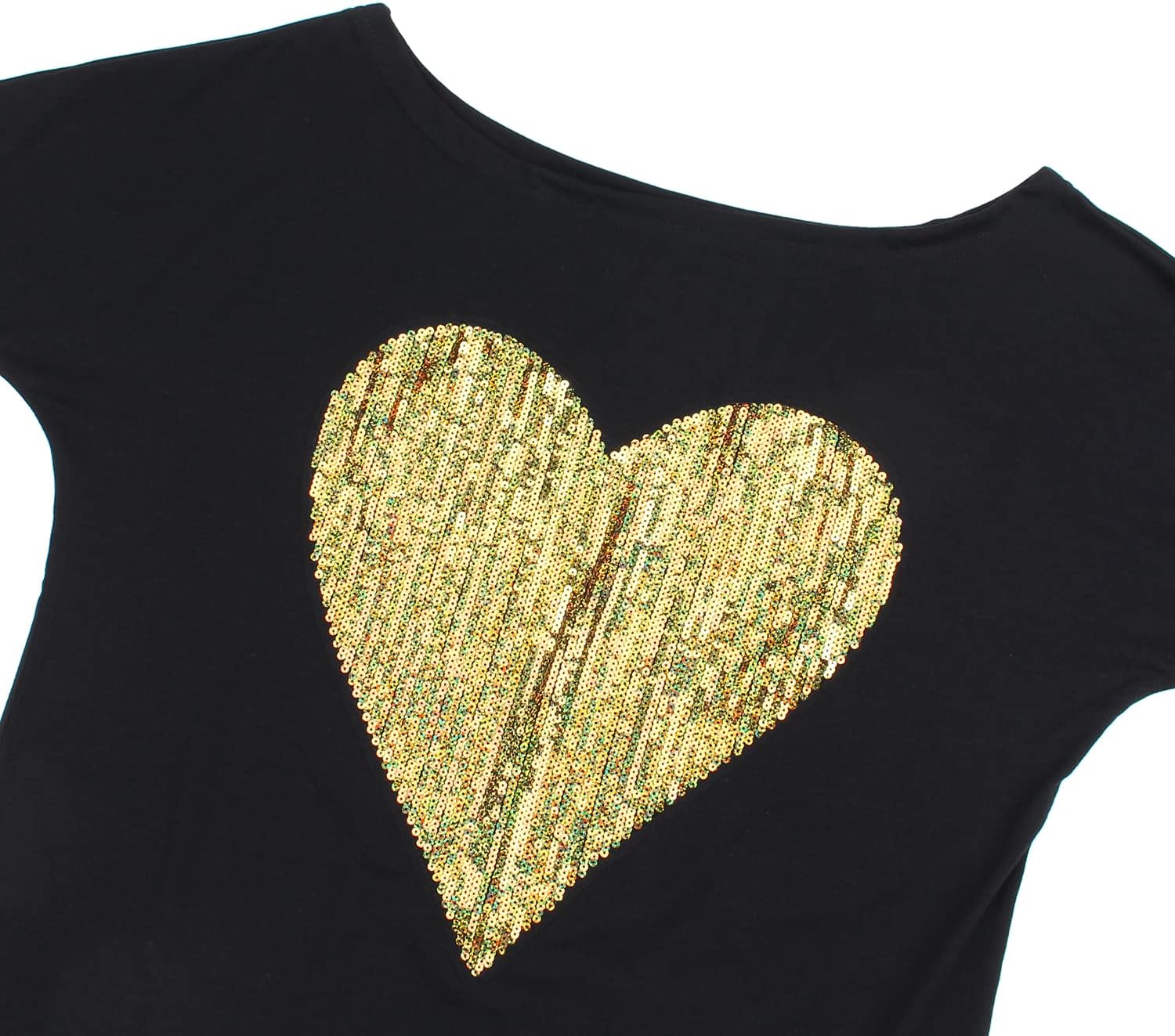 PESION Womens Off The Shoulder Tops Sexy Shiny Metallic Shirts Long Sleeves Fashion Graphic T-Shirts Blouses - Image 2