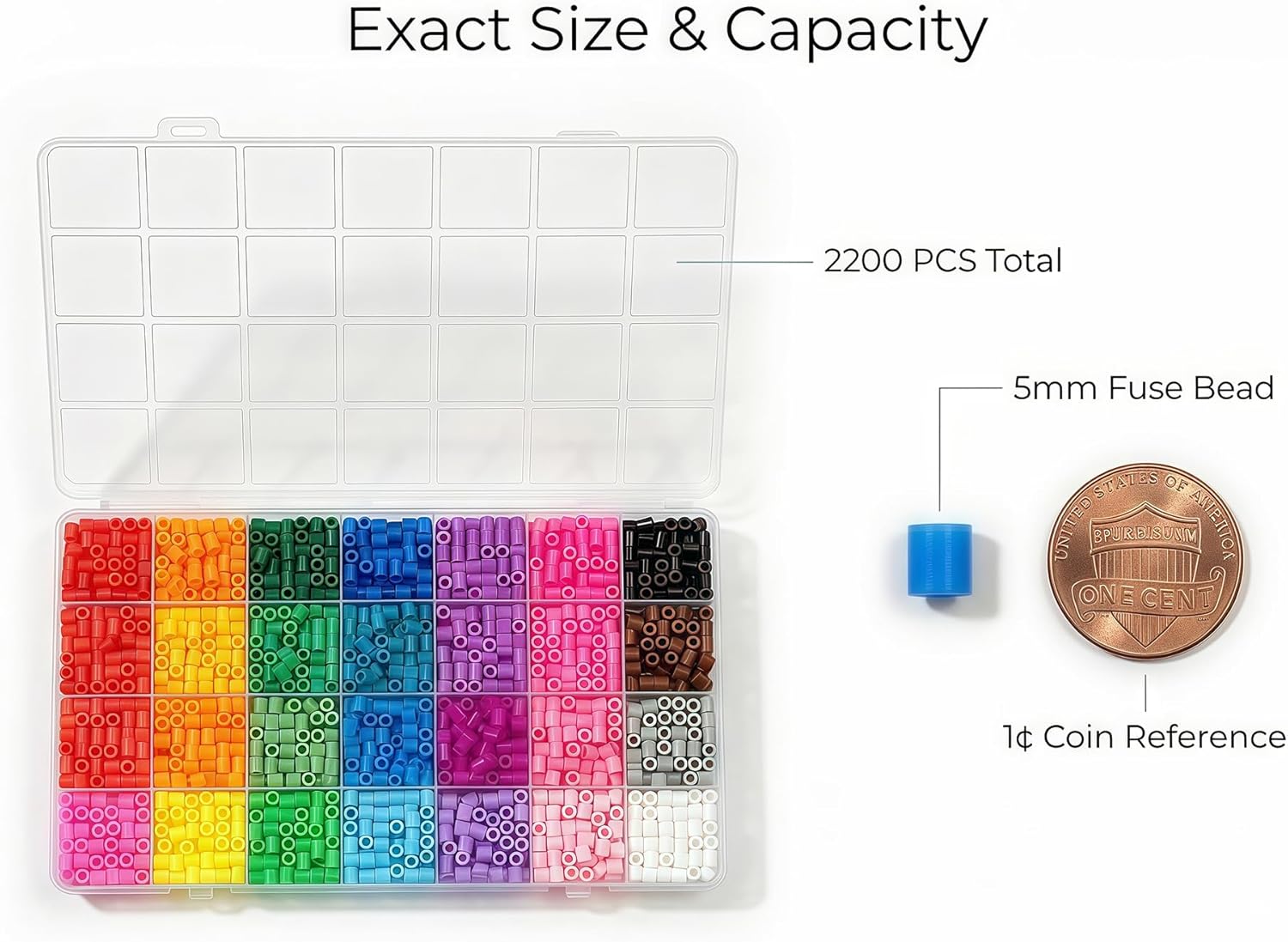 28 Colors 5mm Fuse Beads Kit，2200PCS Melty Beads DIY Craft Supplies for Art Creation and Handmade Projects