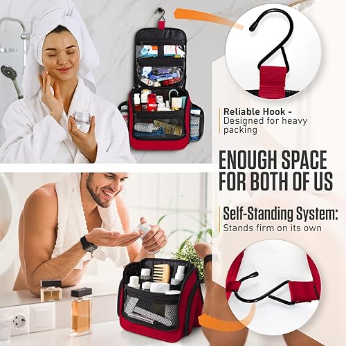 Vista 102 de VENTURE 4TH Neceser de viaje colgante para mujeres y hombres, organizador de viaje con compartimentos expandibles y bolsa transparente extraíble