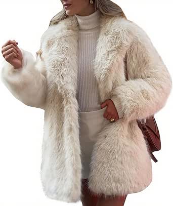 Flygo Women's Long-Sleeve Faux Fur Winter Coat