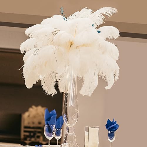 Miniatura 7 de Plumas grandes blancas para jarrón y centros de mesa 24 plumas de avestruz de 10-12 pulgadas a granel, plumas grandes boho para centros de mesa,
