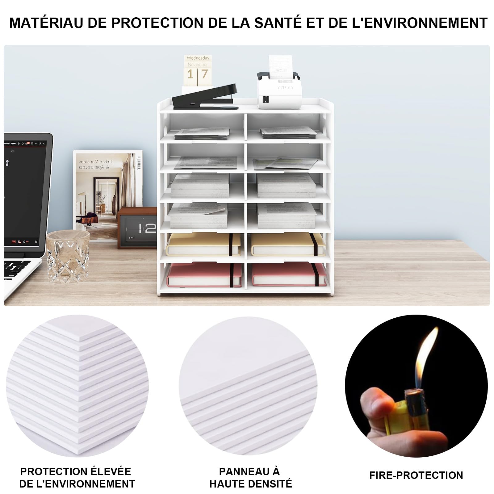 PUNCIA 12 Compartiments de Taille A5 Organisateur de Facture en PVC | Bac à Courrier Boite Rangement Administratif Boîte de Fourniture Cahier de Compte Banette de Ticket Billet pour Bureau Maison