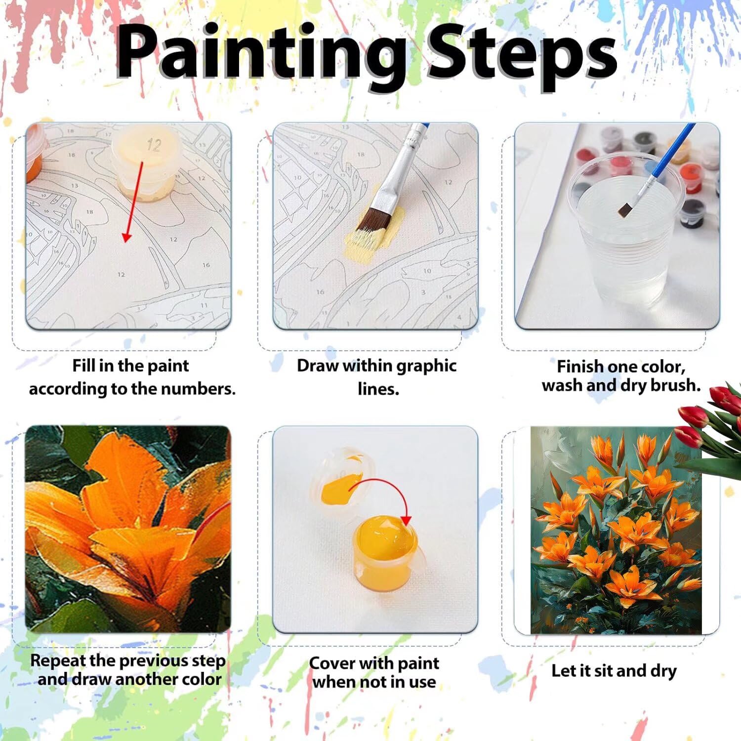 Pintar por Numeros Adultos pintar por numeros niños manualidades niños 10 años, DIY Pintar por Números de Pincel y Pintura acrílica Decoraciones para el Hogar Manualidades, sin Marco 60x80cm C-100