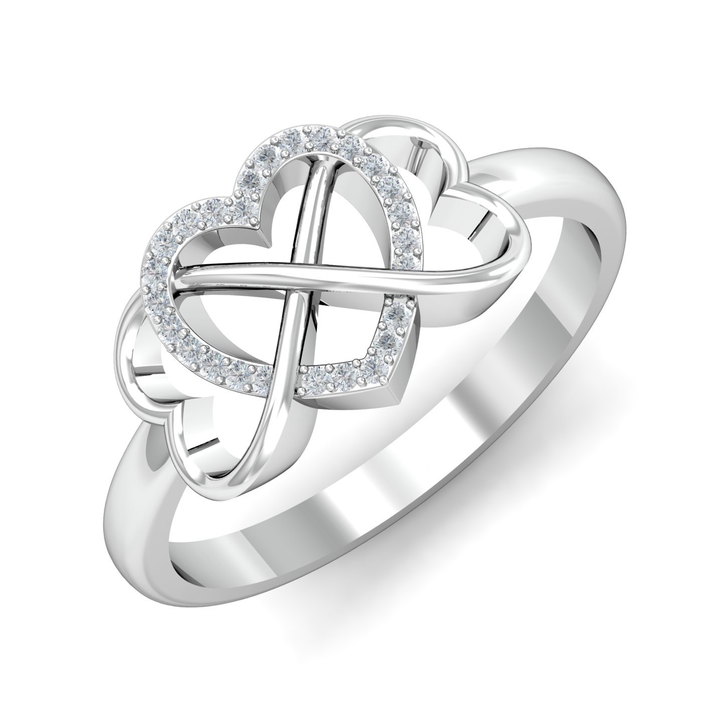 18KT White Gold You and I Ring for Women-image-23