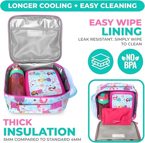 Miniatura 5 de Lonchera para niñas con bolsa de hielo, lonchera para niños, bolsa aislada para niños pequeños, guardería, preescolar, cajas grandes para almuerzos