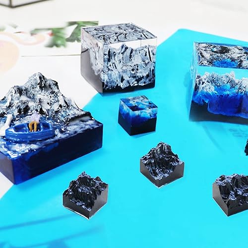 Miniatura 7 de Woohome Molde de silicona para resina, 6 moldes de resina de Mountain Peak, molde de fundición de joyería con 6 piezas de relleno de resina de