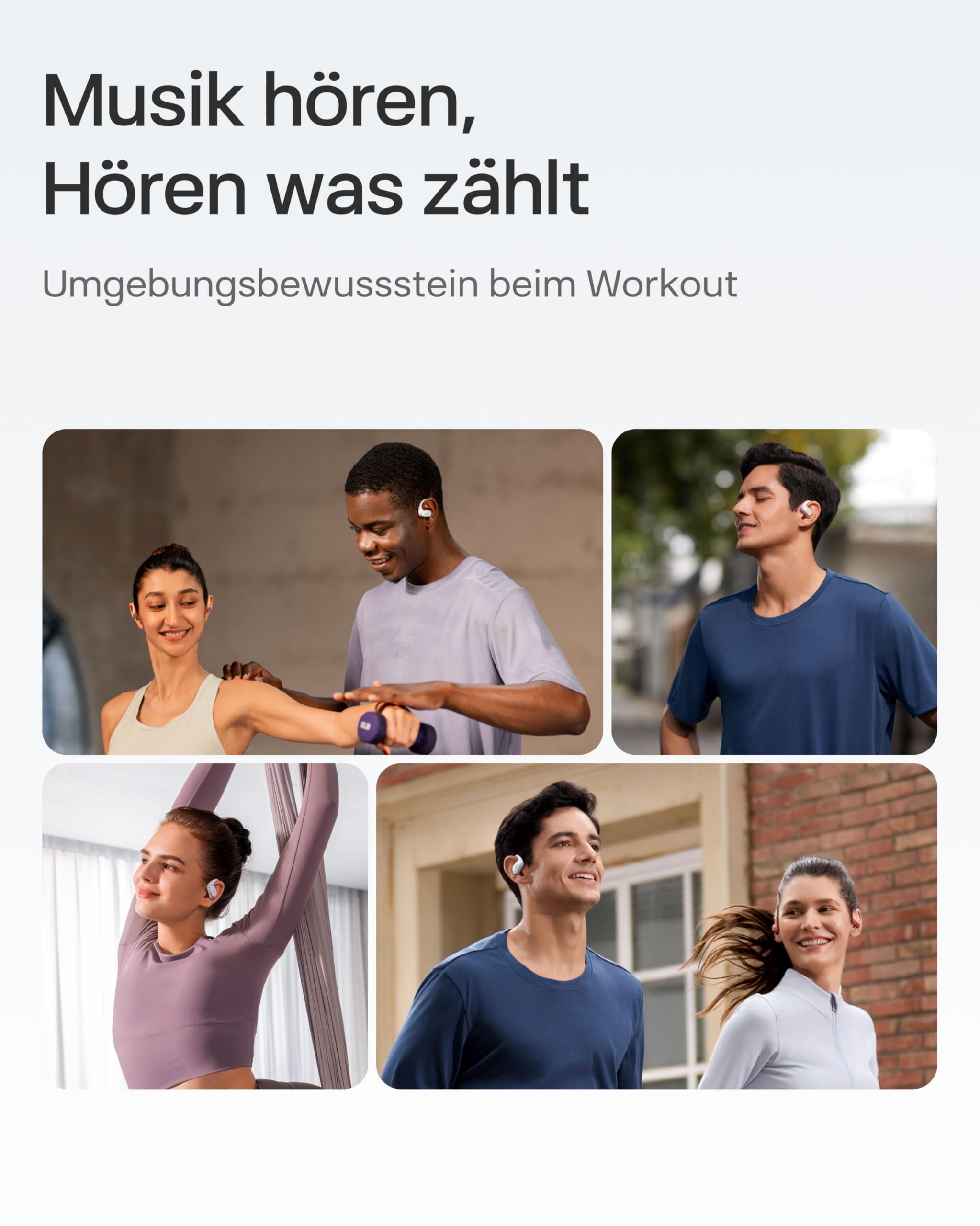 SHOKZ OpenFit Air Open-Ear-Kopfhörer, True Wireless Bluetooth-Ohrhörer mit Mikrofon, Ohrhörer mit Air-Ohrbügel, Schnellaufladung, 28h Wiedergabe, wasserdicht IP54 fürs Training, Tragetasche, Schwarz