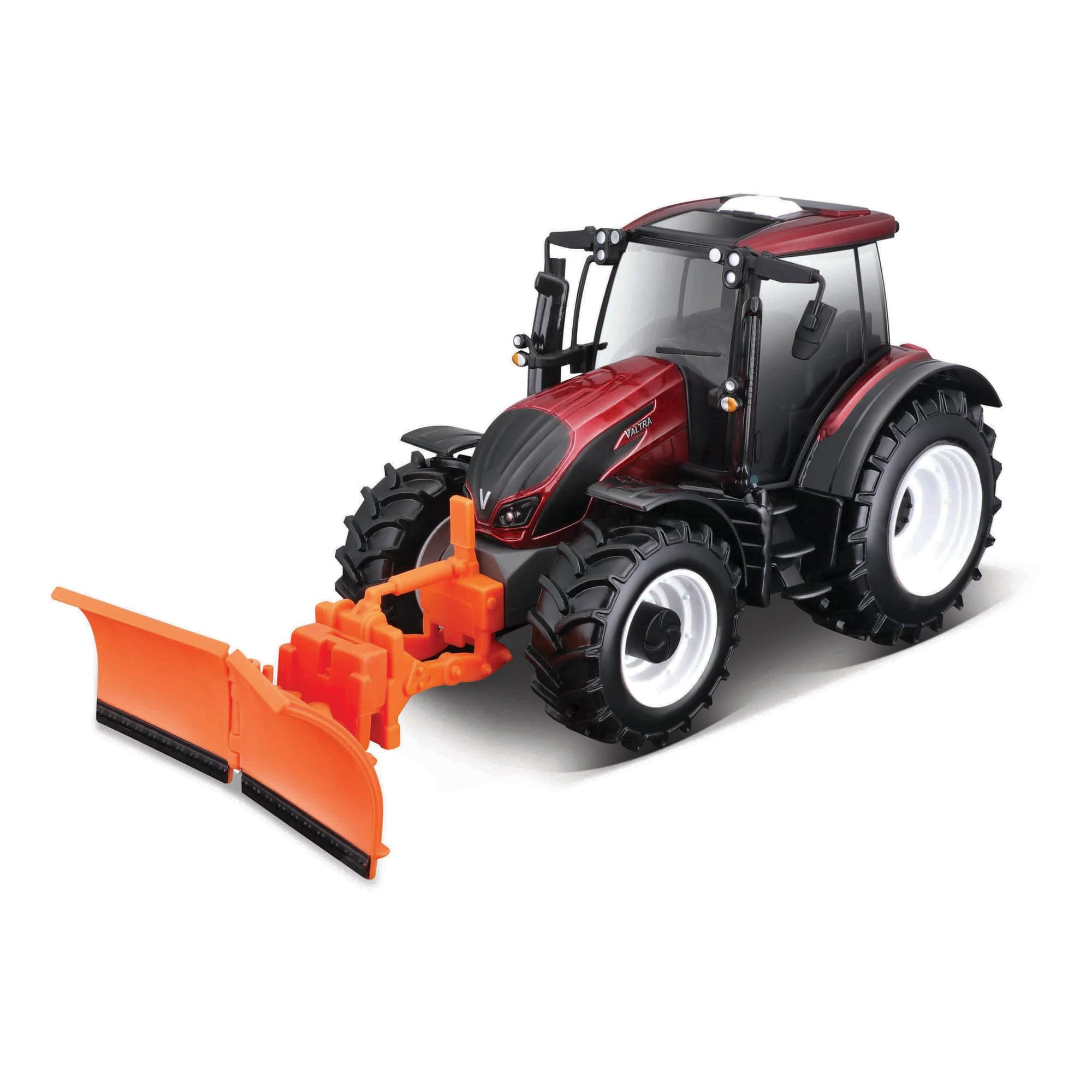 Bburago VALTRA FARM TRACTOR N174 WITH SNOW PLOUGH – 1:32 Scale – Incredibly Detailed Die-Cast Replica Collectible Model Vehicle, Red