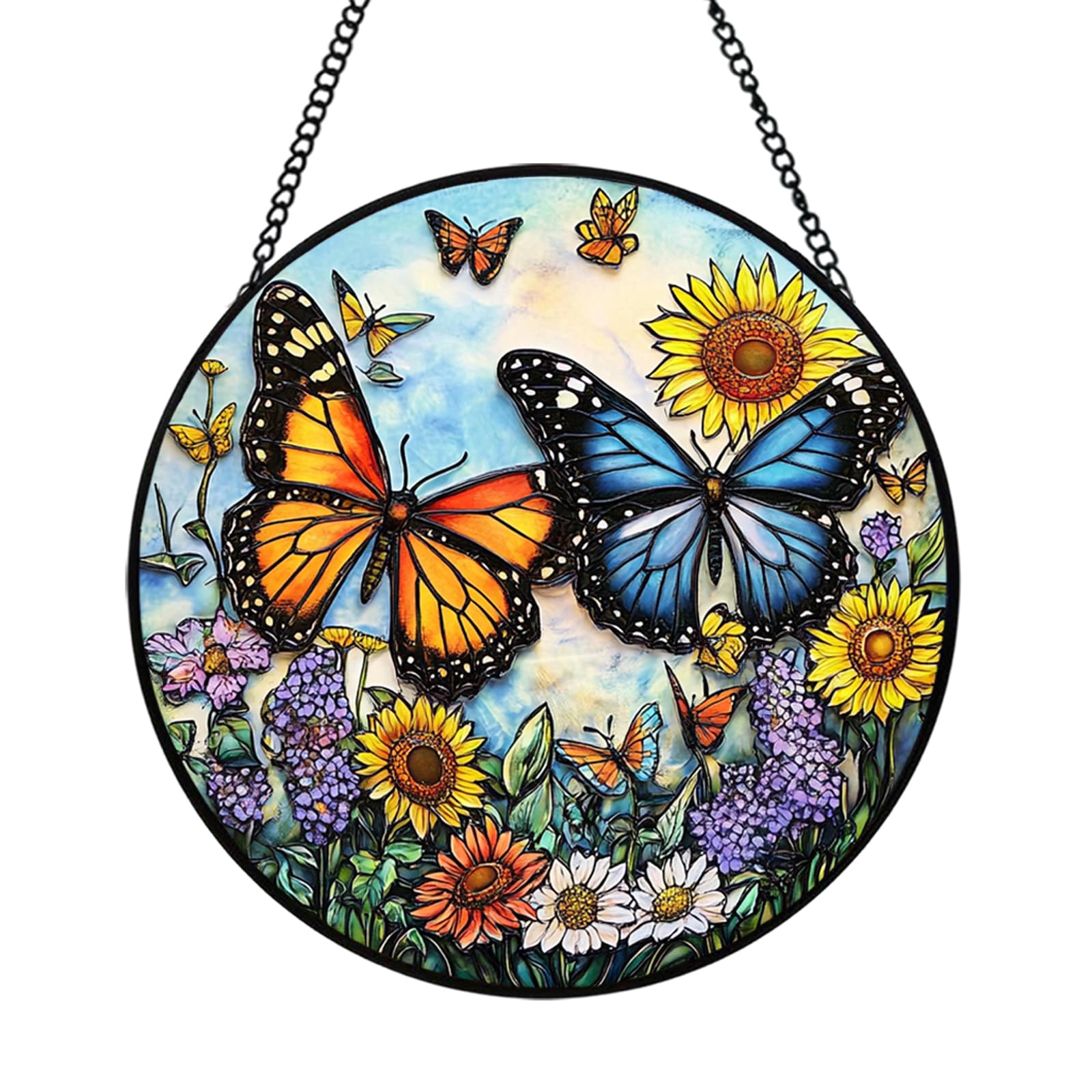Xuoxeji Sunflower Stained Glass Ornaments, 20cm/7.87in Sunflower Sun Catchers Indoor Window, Sunflower Small Gifts for Women