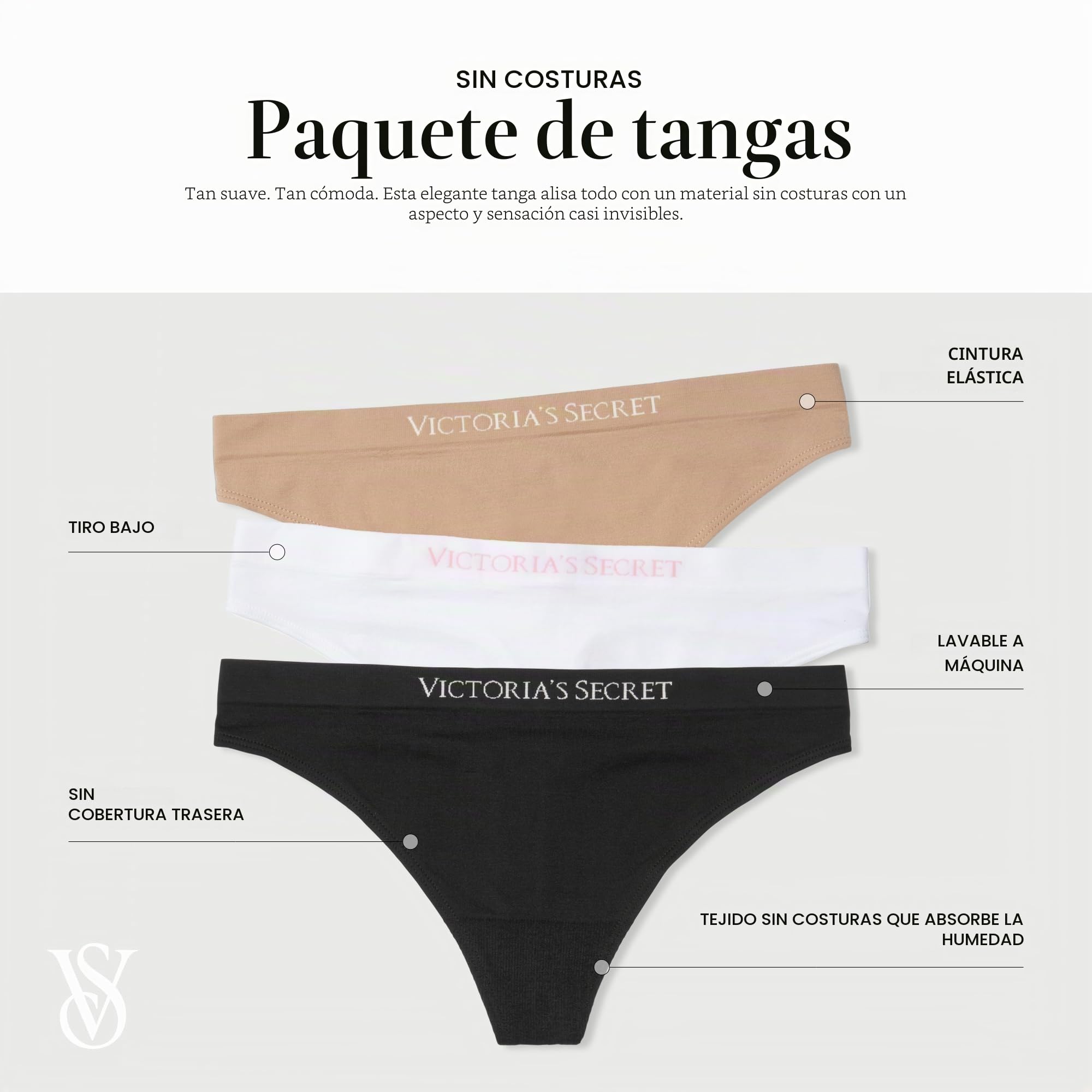 Victoria's Secret Tanga sin costuras para mujer, bragas para mujer, paquete múltiple (XS-XXL)